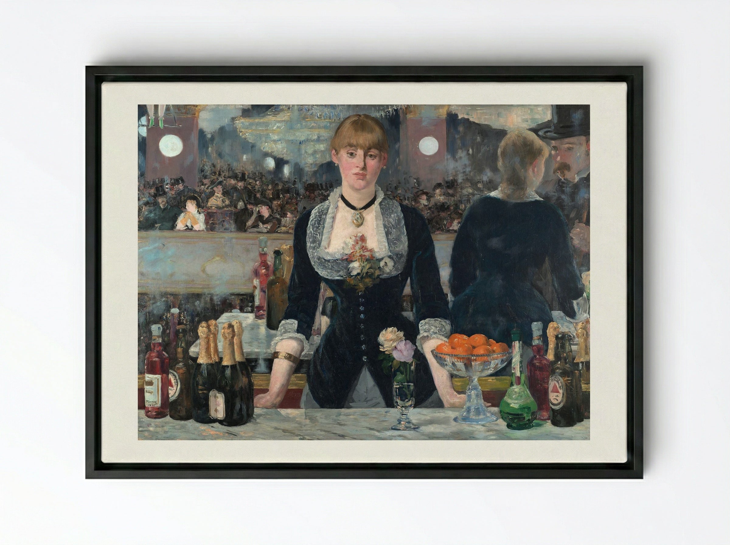 A Bar at the Folies-Bergère - Édouard Manet - Framed Canvas Black