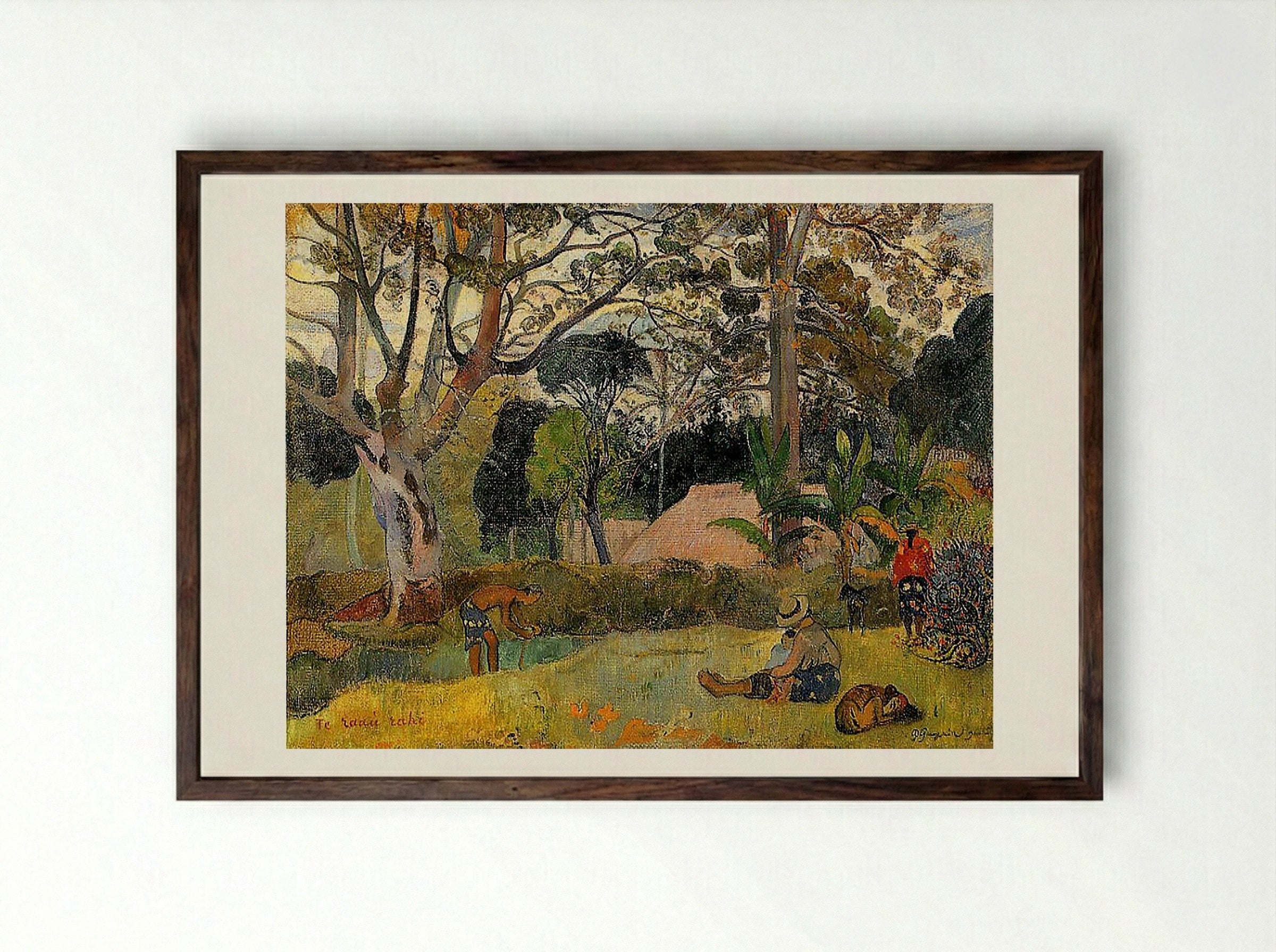 Te raau rahi (The Big Tree) - Paul Gauguin - Framed Print Dark Wood