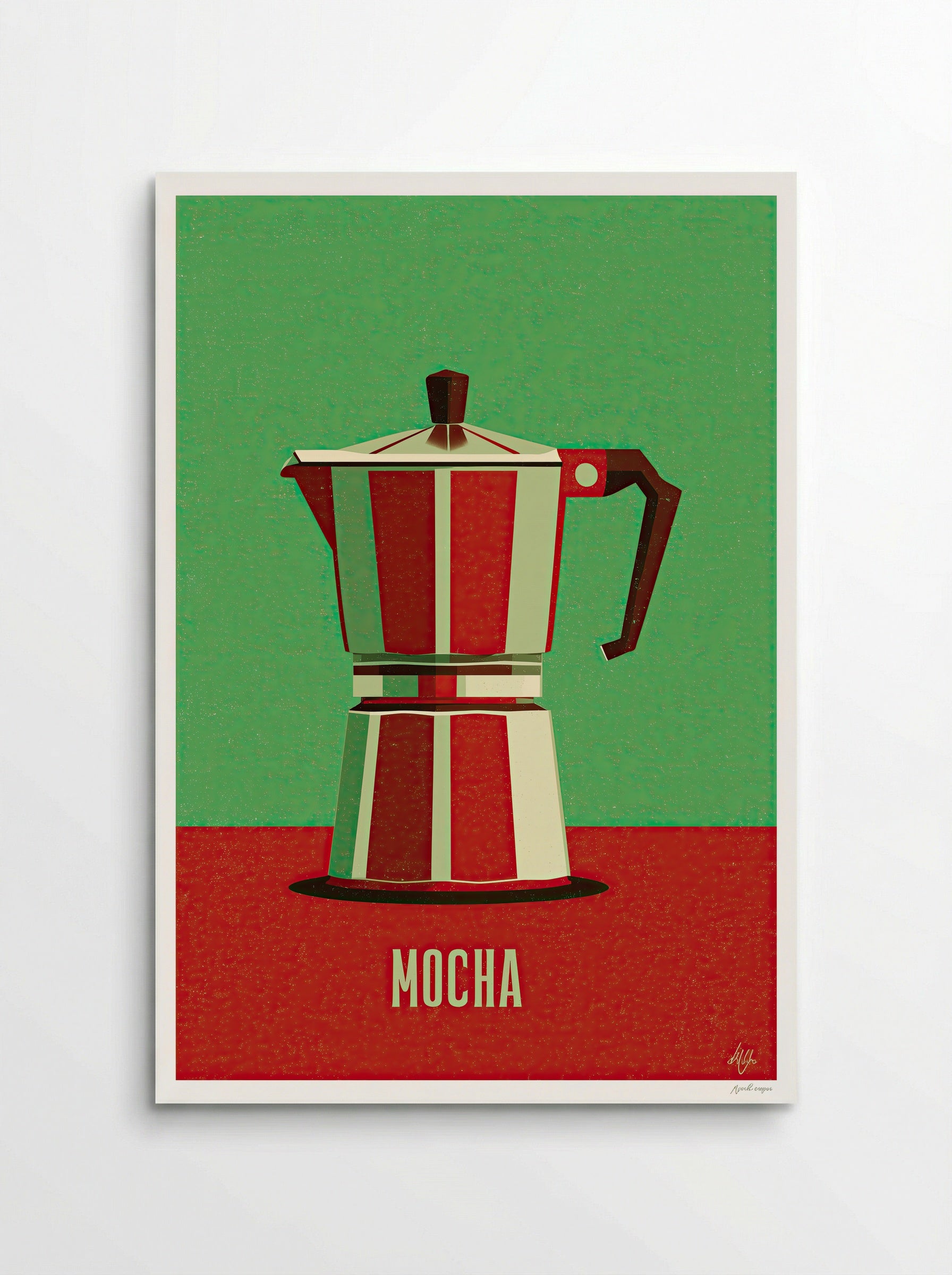 Retro Mocha Coffee Pot – Vintage Kitchen Art Print - Poster