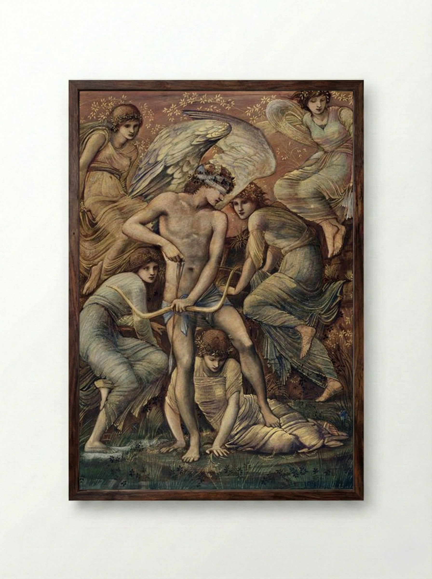 Cupid's Hunting Fields - Edward Burne-Jones - Framed Print Dark Wood