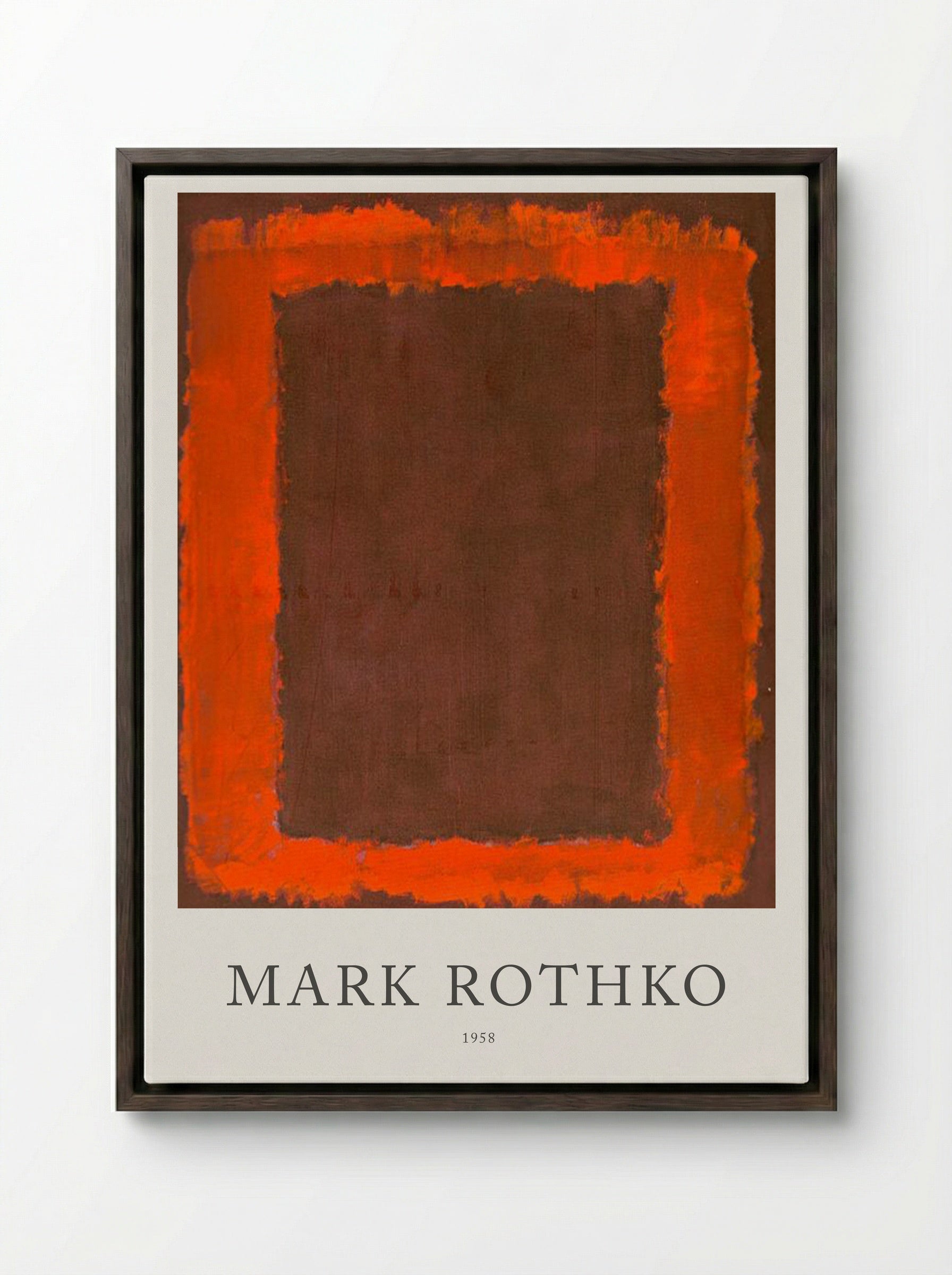 Untitled (Brown and Orange Rectangle) - Mark Rothko - Framed Canvas Dark Wood