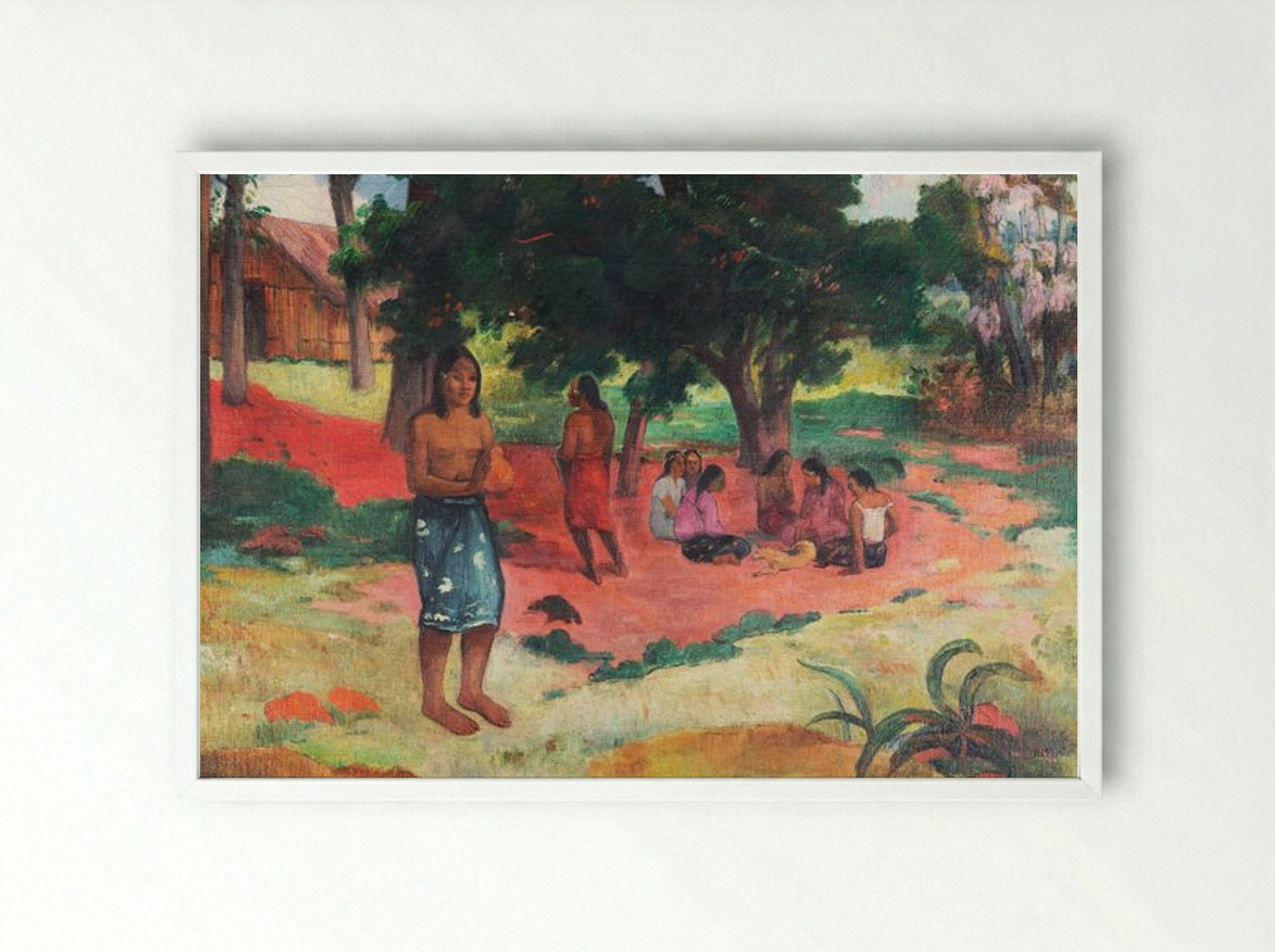 Whispered Words (Parau Parau) - Paul Gauguin - Framed Print White