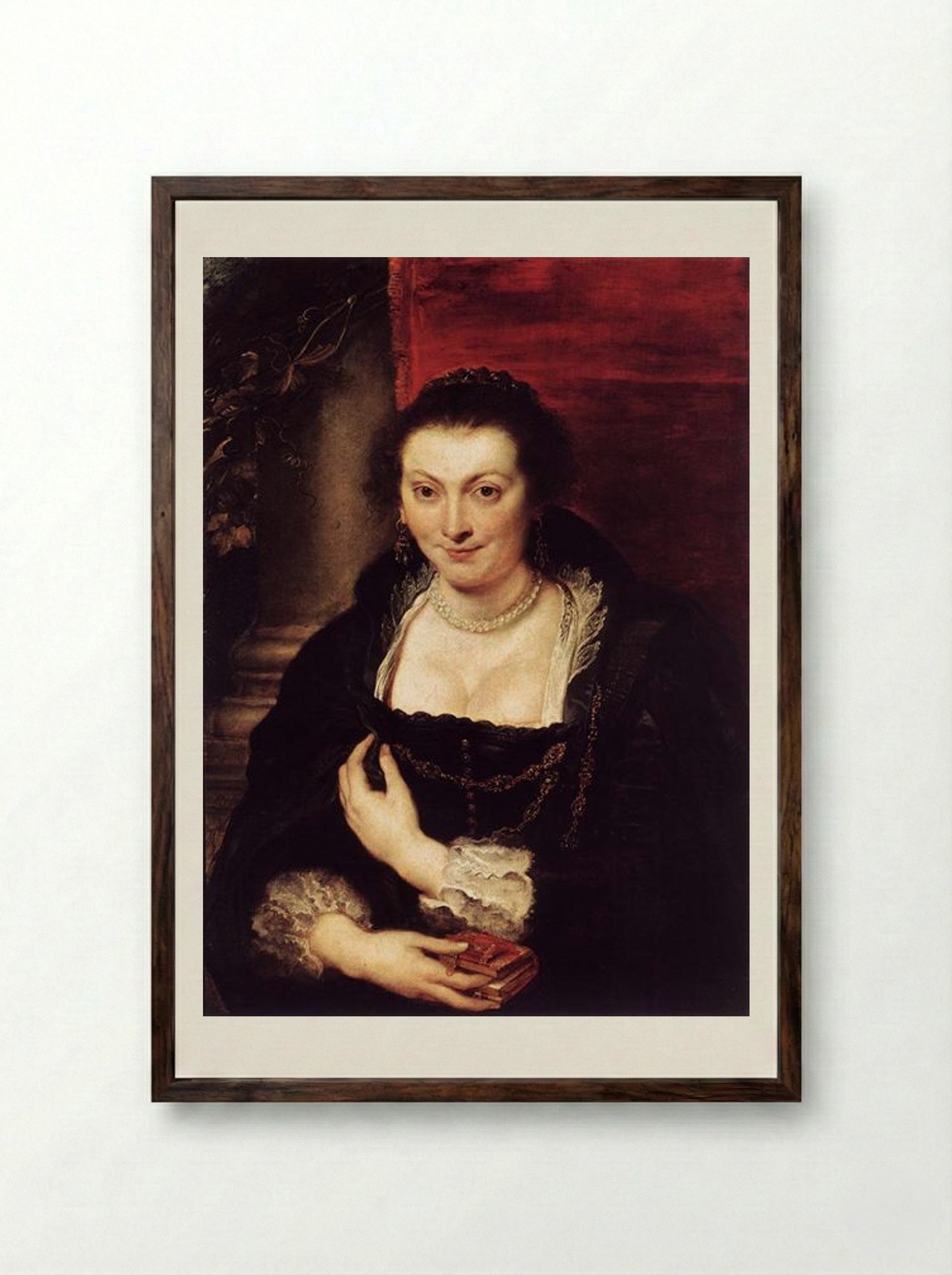 Portrait of Isabella Brant - Peter Paul Rubens - Framed Print Dark Wood
