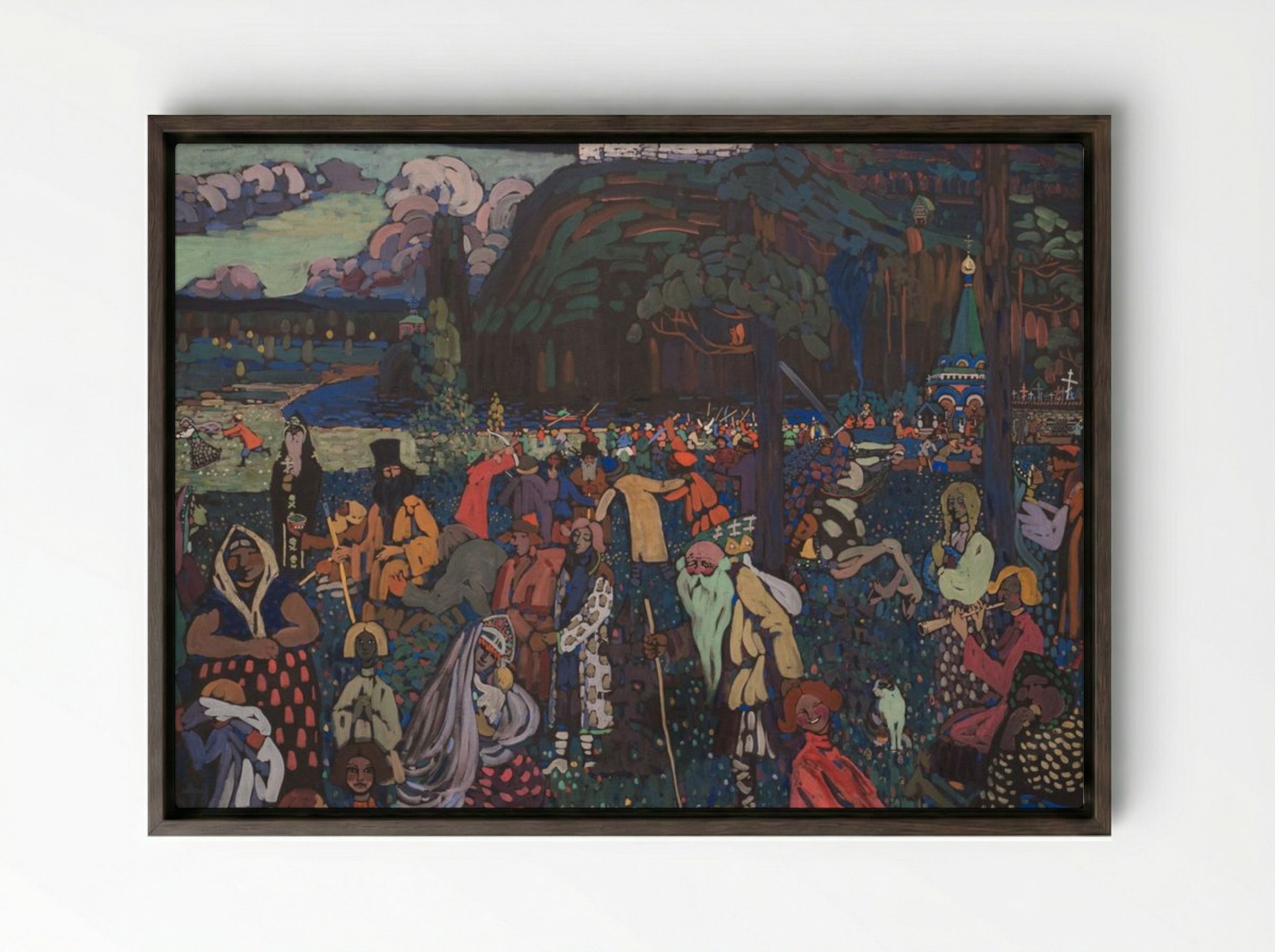 Colorful Life - Wassily Kandinsky - Framed Canvas Dark Wood