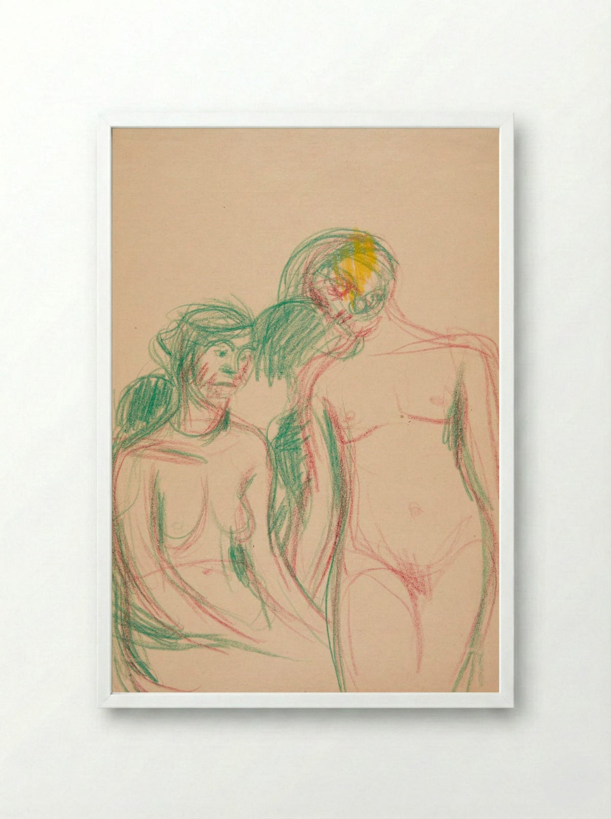 A Seated and a Standing Female Model - Harald Giersing - Framed Print White