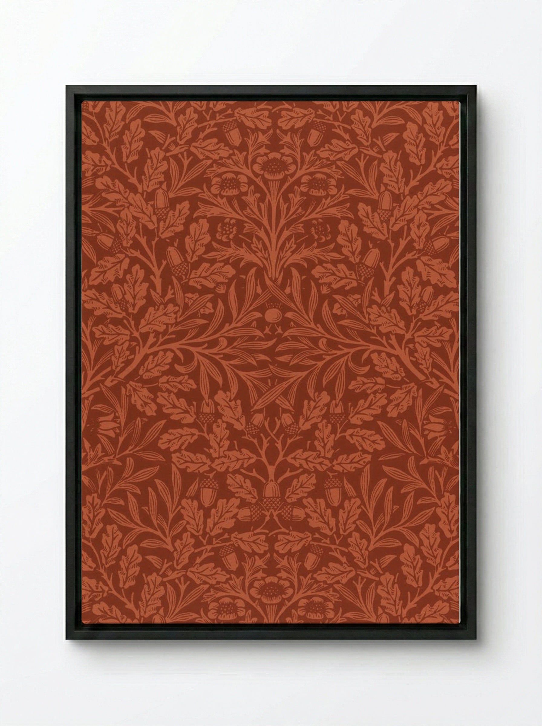 Acorns and Oak Leaves - William Morris - Framed Canvas Black
