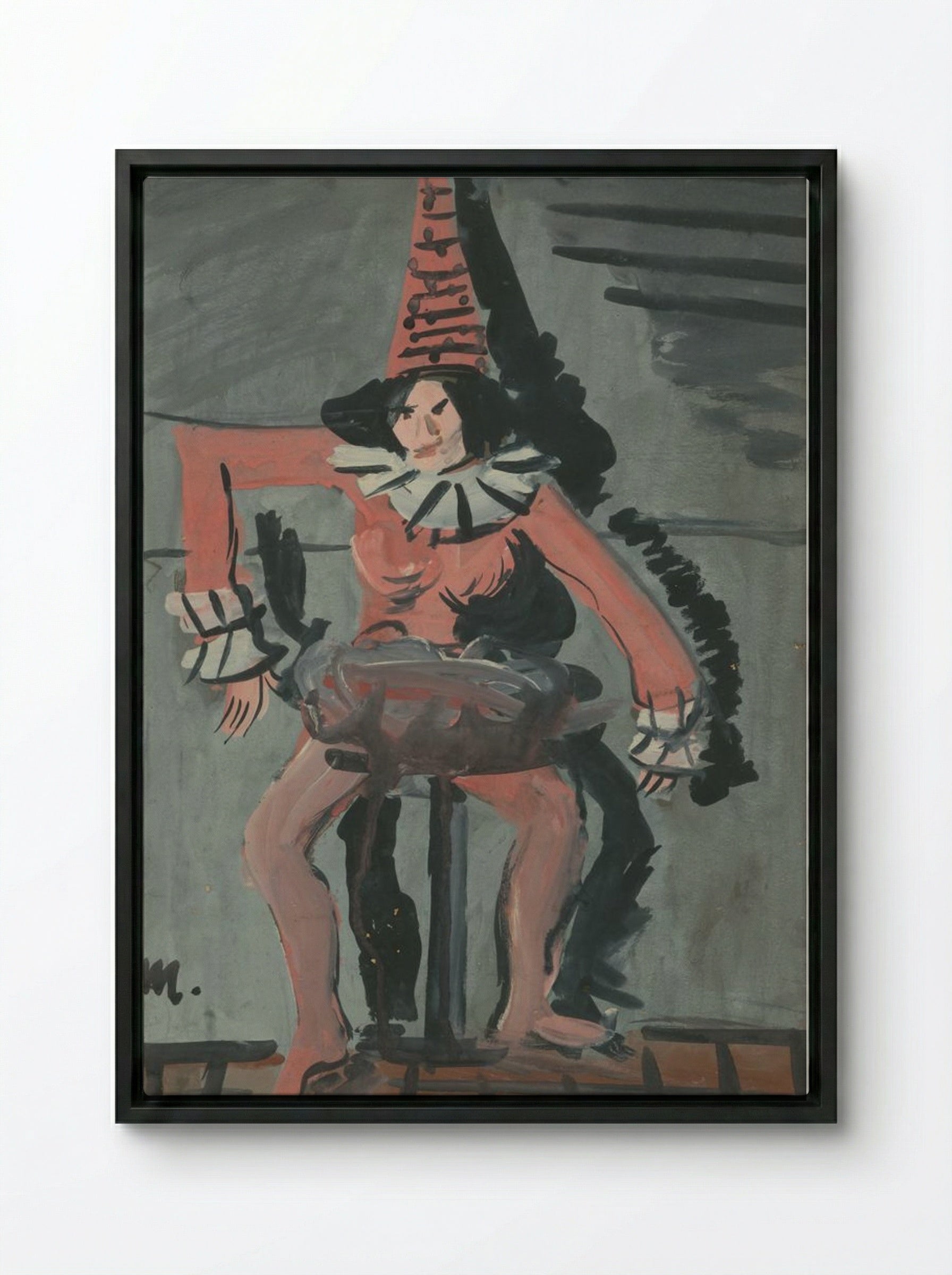 Pierrot - Cyprián Majerník - Framed Canvas Black