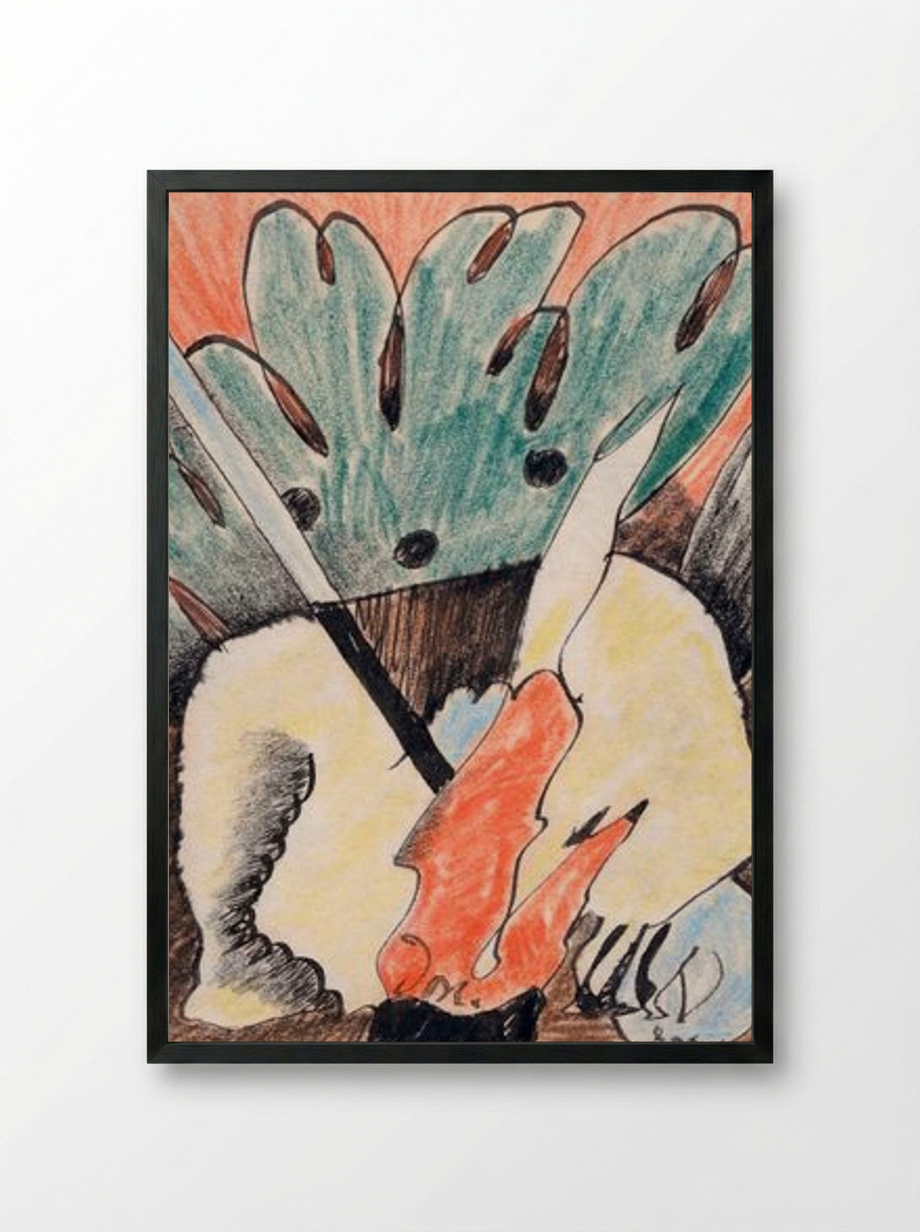 Untitled (Abstracted Forms, Coloured Pencil) - Arthur Dove - Framed Print Black