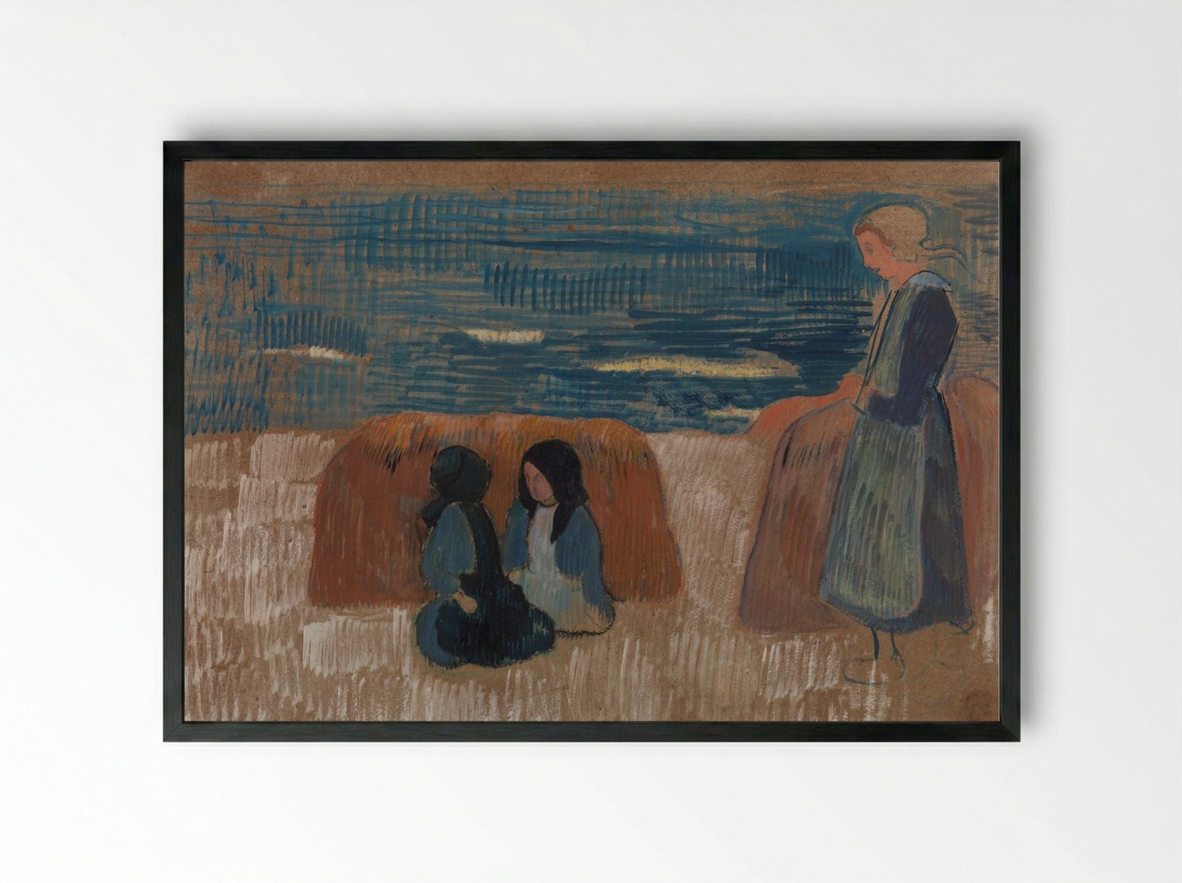 Breton Women by the Sea - Paul Sérusier - Framed Print Black