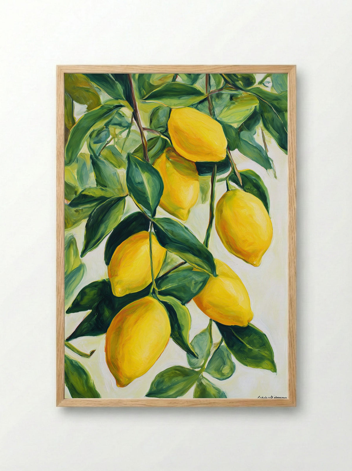 Lemon Orchard – Mediterranean Botanical Art Print - Framed Print Wood