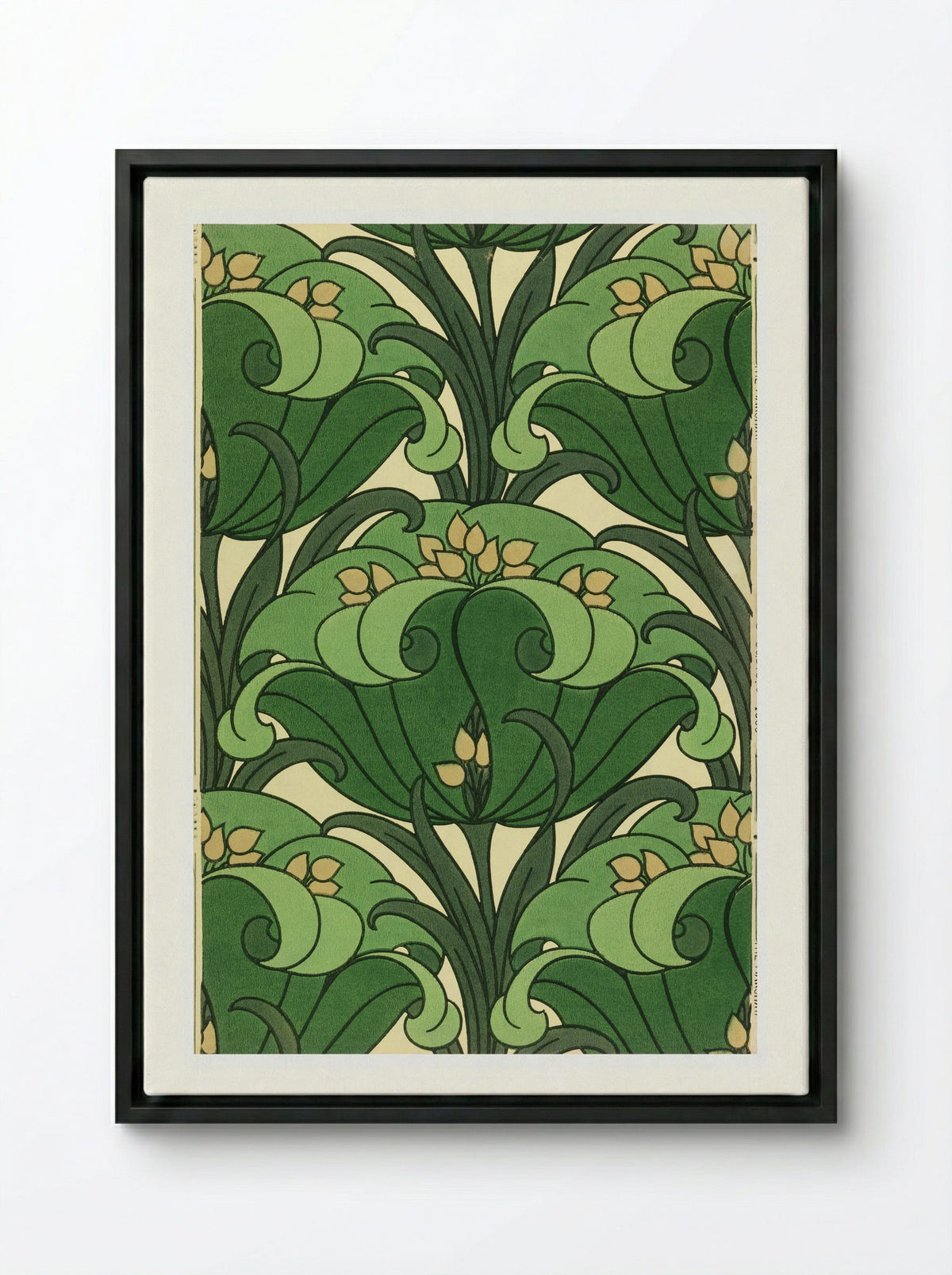 Floral Sidewall Design - William Morris - Framed Canvas Black