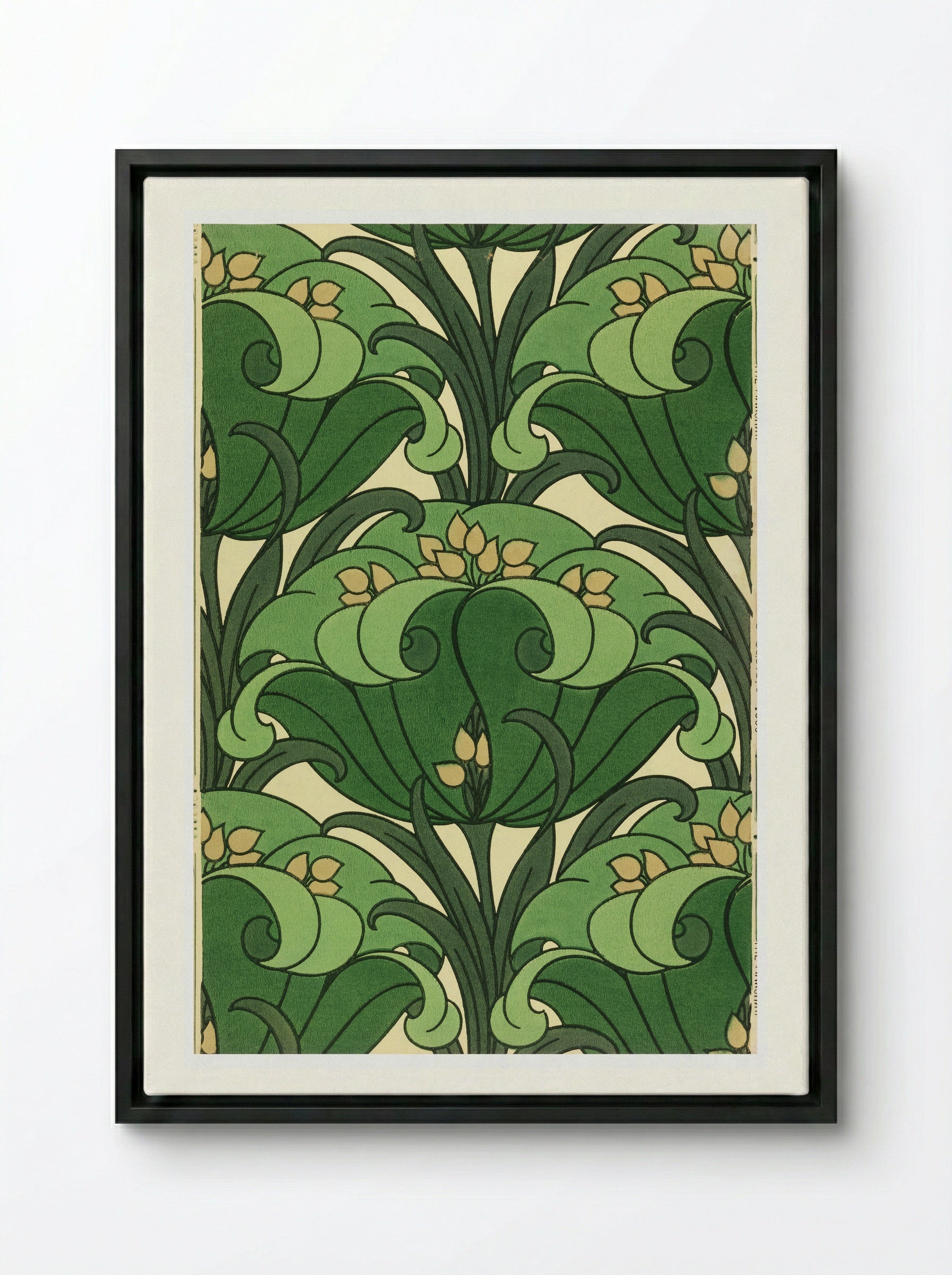 Floral Sidewall Design - William Morris - Framed Canvas Black