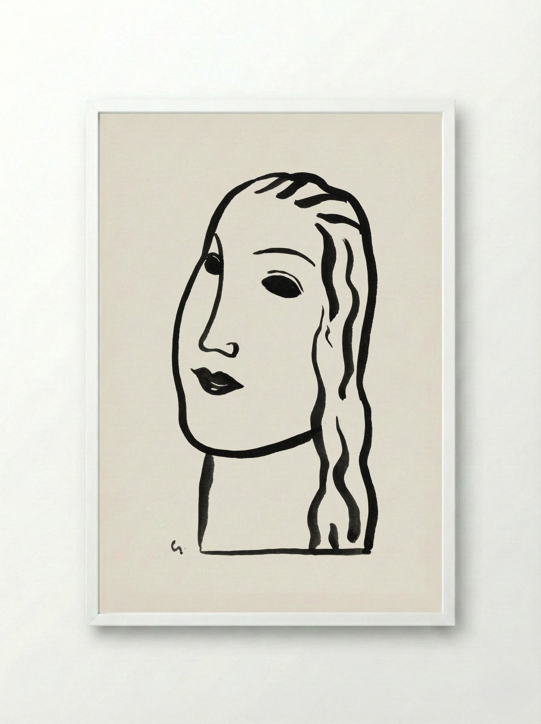 Woman's Head - Leo Gestel - Framed Print White