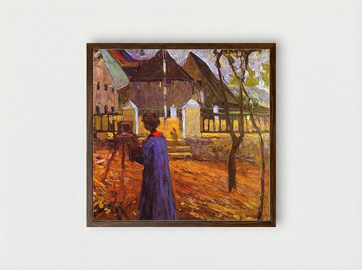 Woman with Camera in Murnau - Gabriele Münter - Framed Print Dark Wood