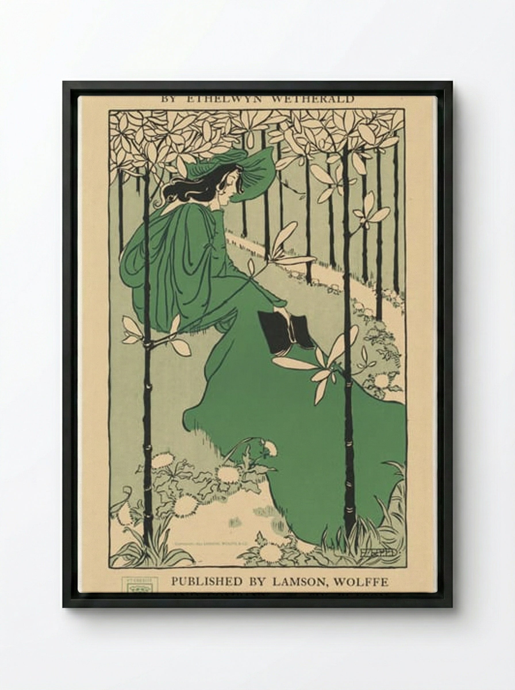 The House of the Trees and Other Poems by Ethelwyn Wetherald (Book Cover) - Ethel Reed - Framed Canvas Black