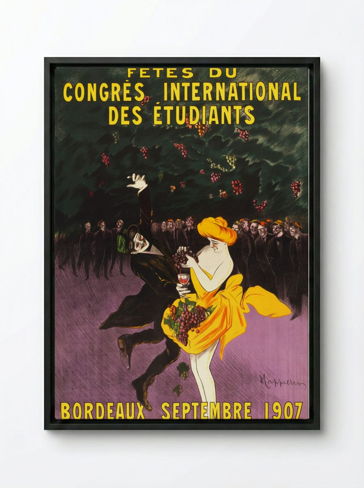 Celebrations of the International Student Congress, Bordeaux, 1907 - Leonetto Cappiello - Framed Canvas Black