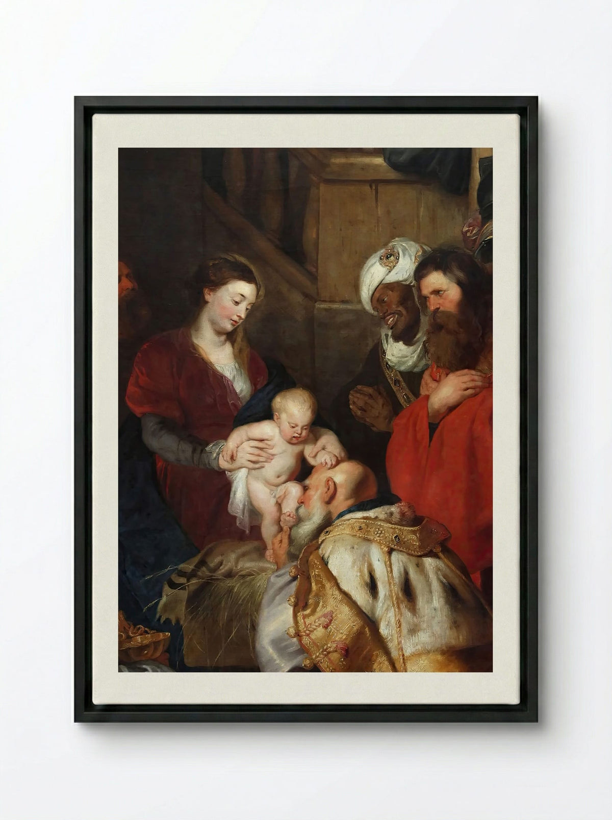 Adoration of the Magi - Peter Paul Rubens - Framed Canvas Black