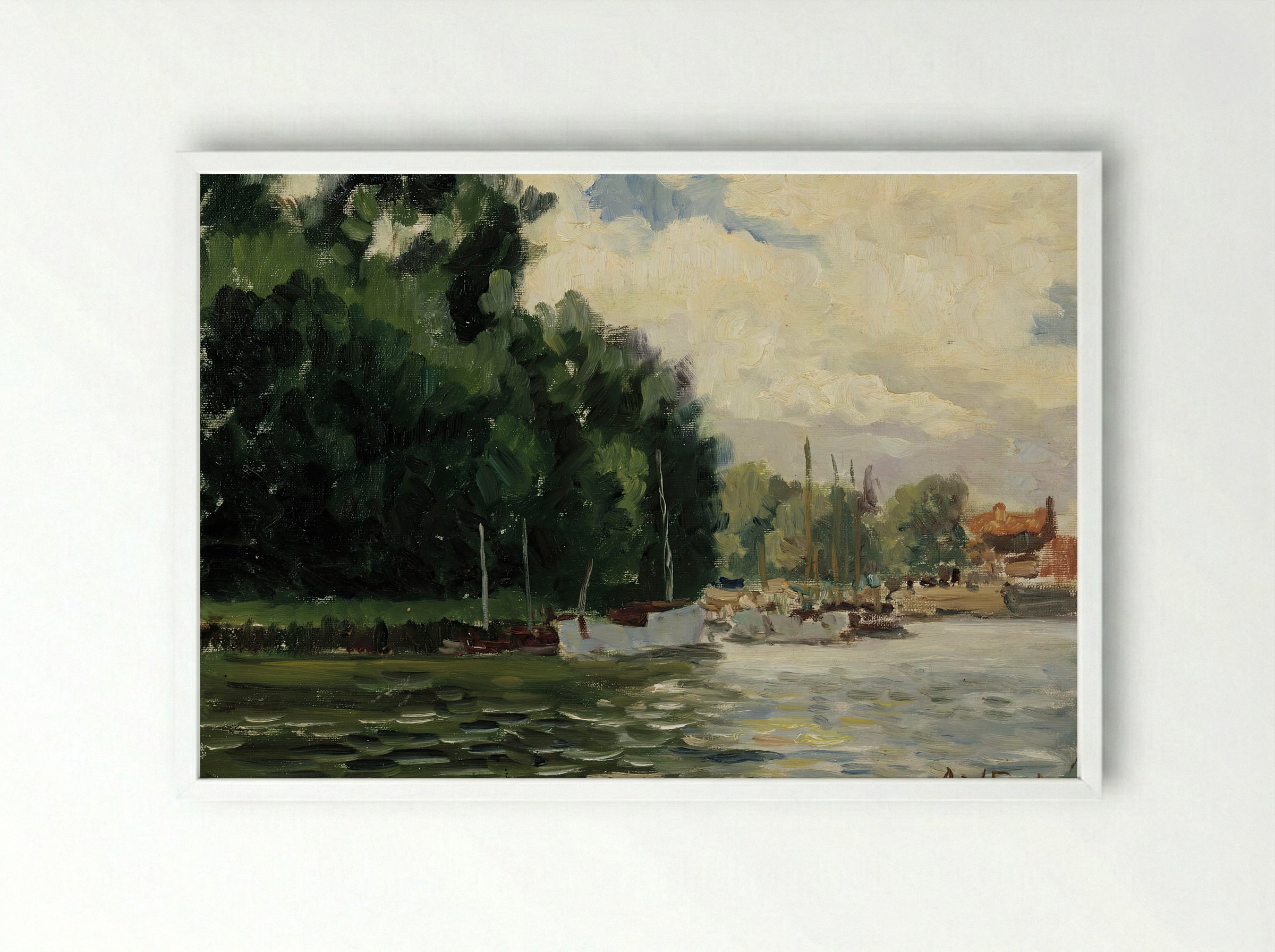 Richmond, Thames - Alfred William Finch - Framed Print White