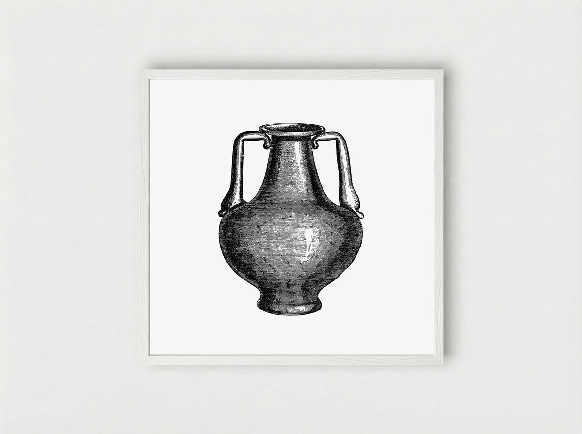 Classical Amphora - Fine Art Print - Framed Print White