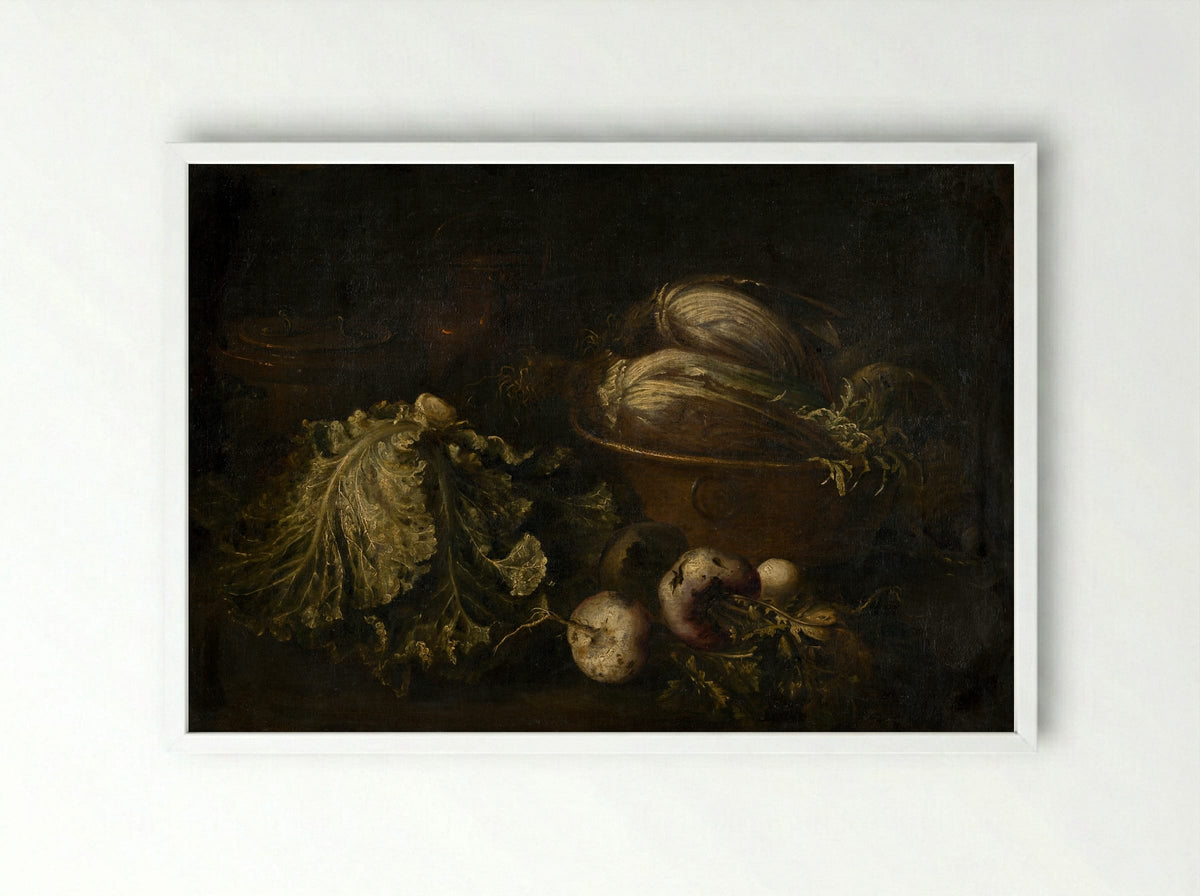 Still Life with Vegetables - Fine Art Print - Framed Print White