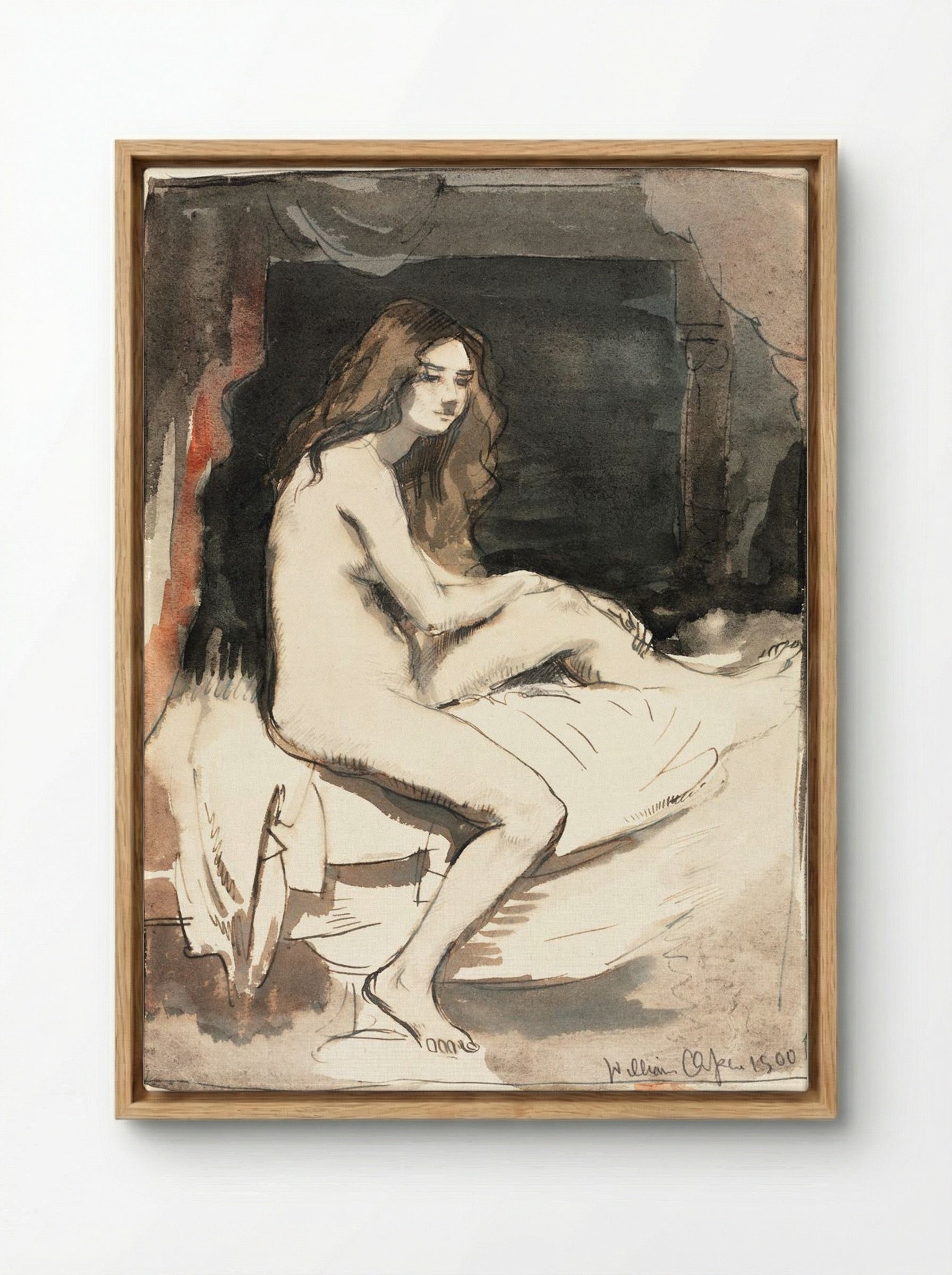 Nude Study of a Seated Woman - William Orpen - Framed Canvas Wood