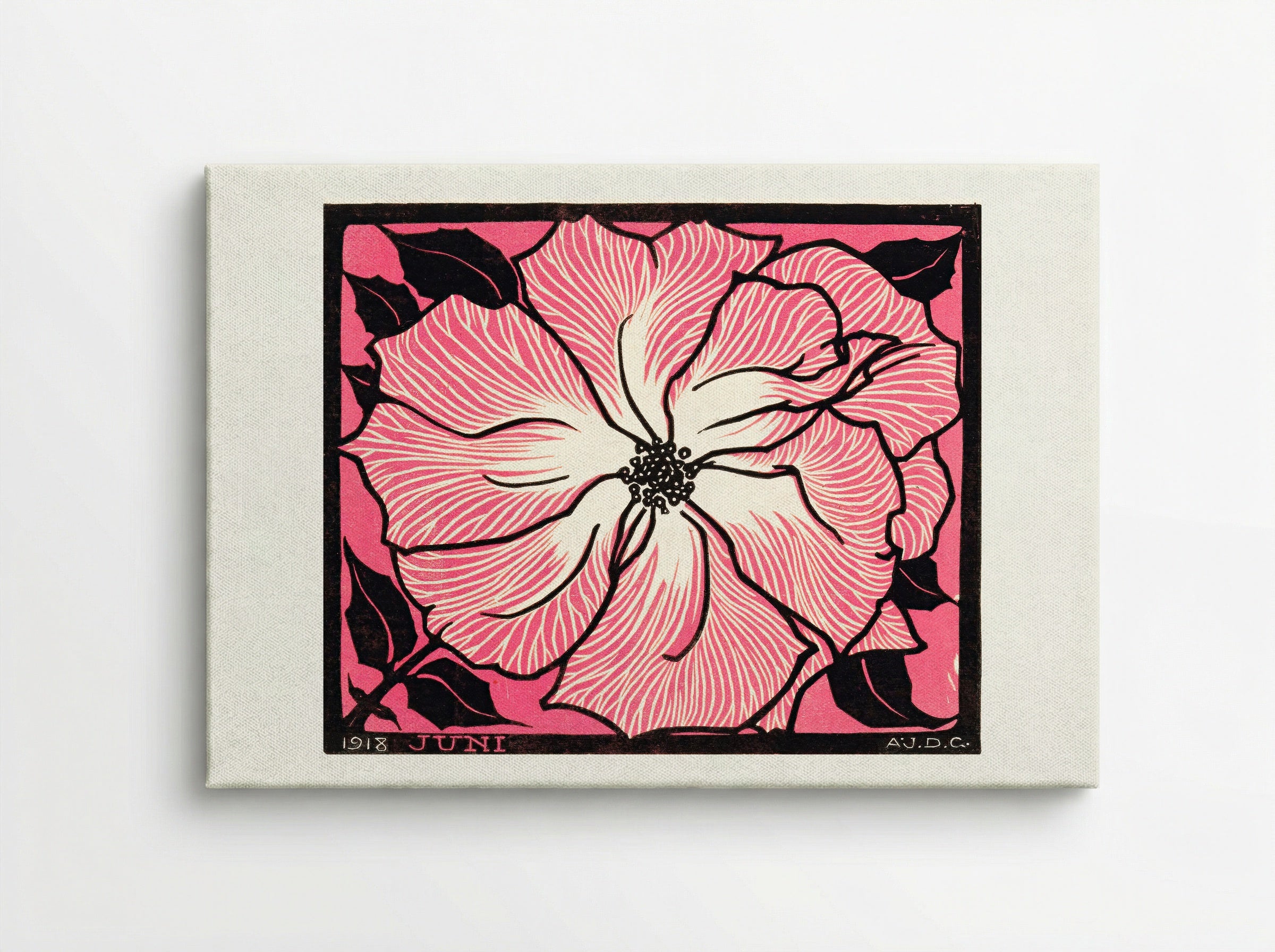 June (Floral Woodcut) - Julie de Graag - Canvas