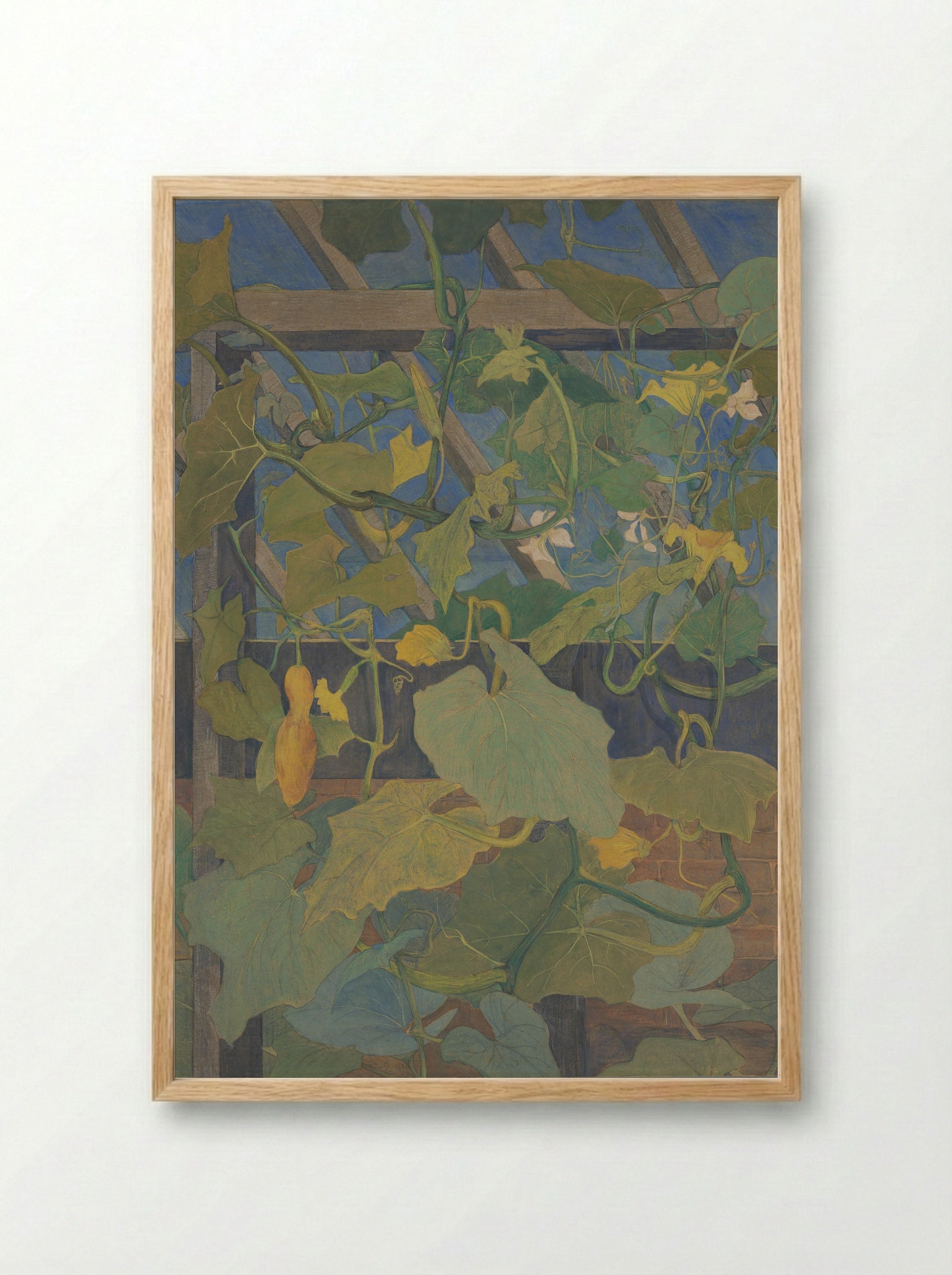 Greenhouse with Ornamental Gourds - Theo van Hoytema - Framed Print Wood