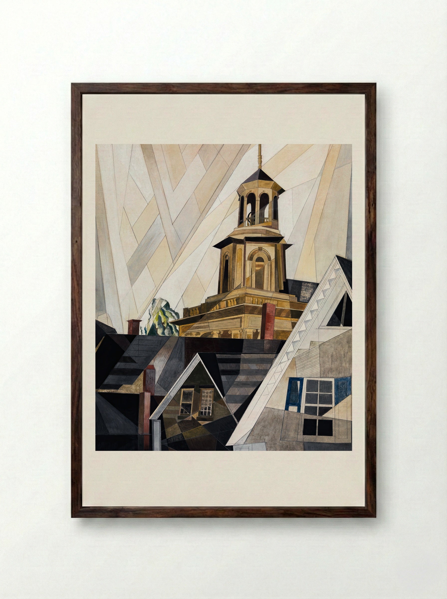 After Sir Christopher Wren (Church Tower) - Charles Demuth - Framed Print Dark Wood