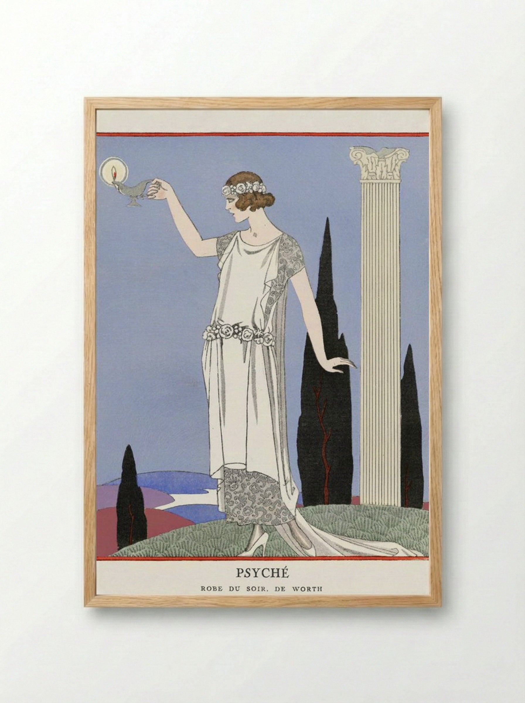 Psyché, Robe du Soir, de Worth - George Barbier - Framed Print Wood