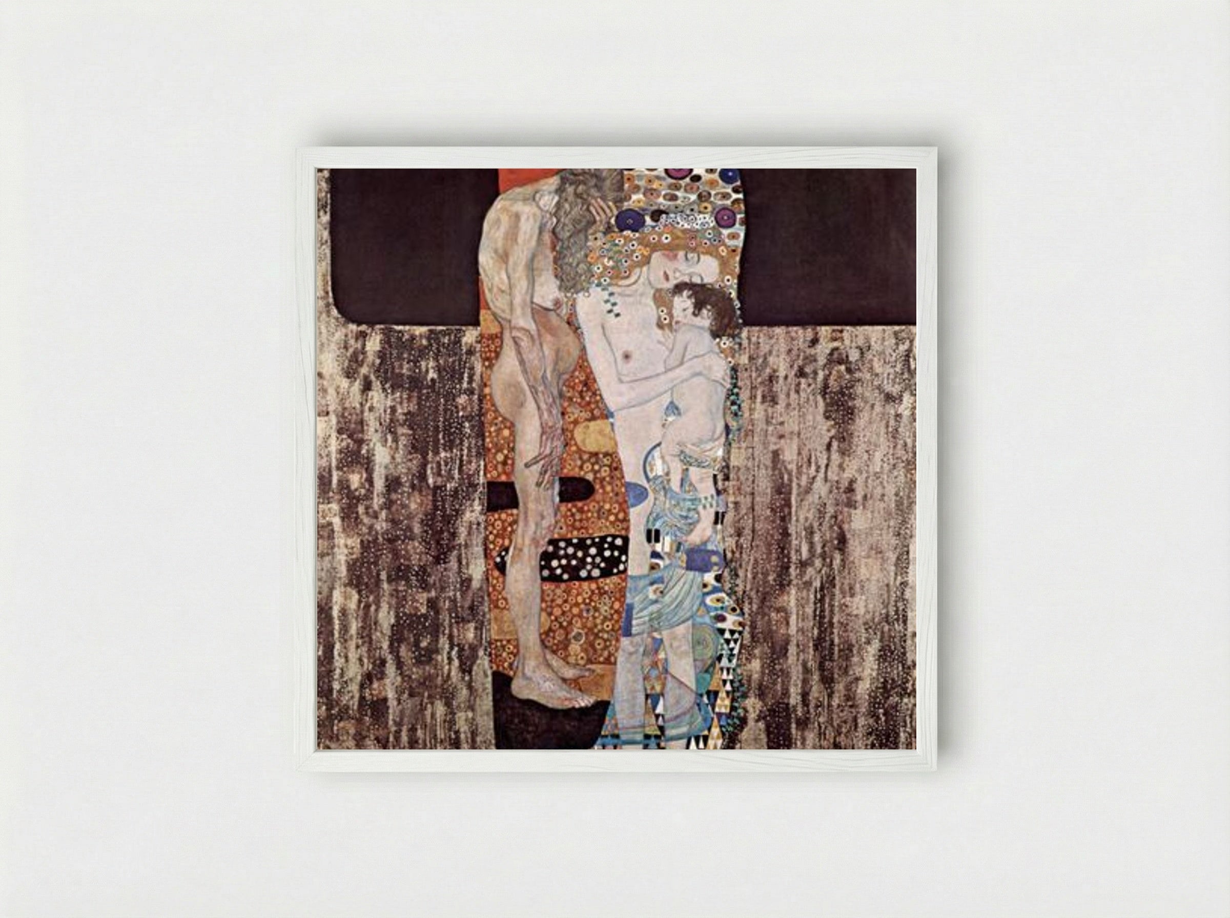 The Three Ages of Woman - Gustav Klimt - Framed Print White