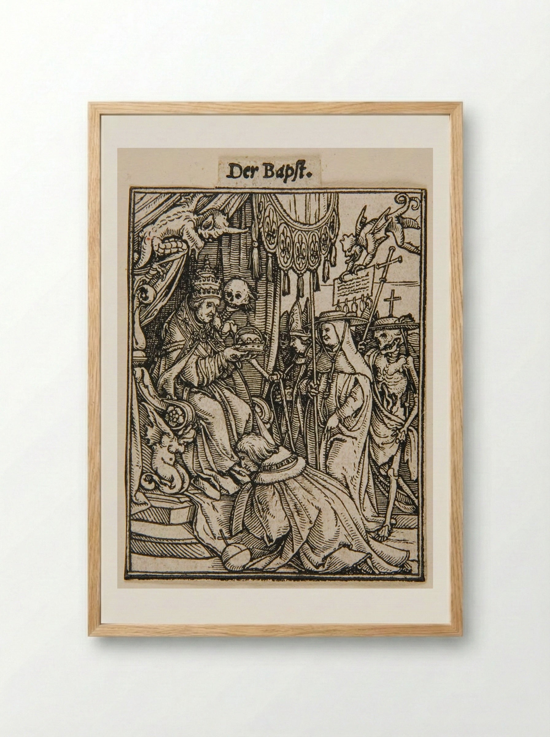 The Pope (from The Dance of Death) - Hans Holbein the Younger - Framed Print Wood
