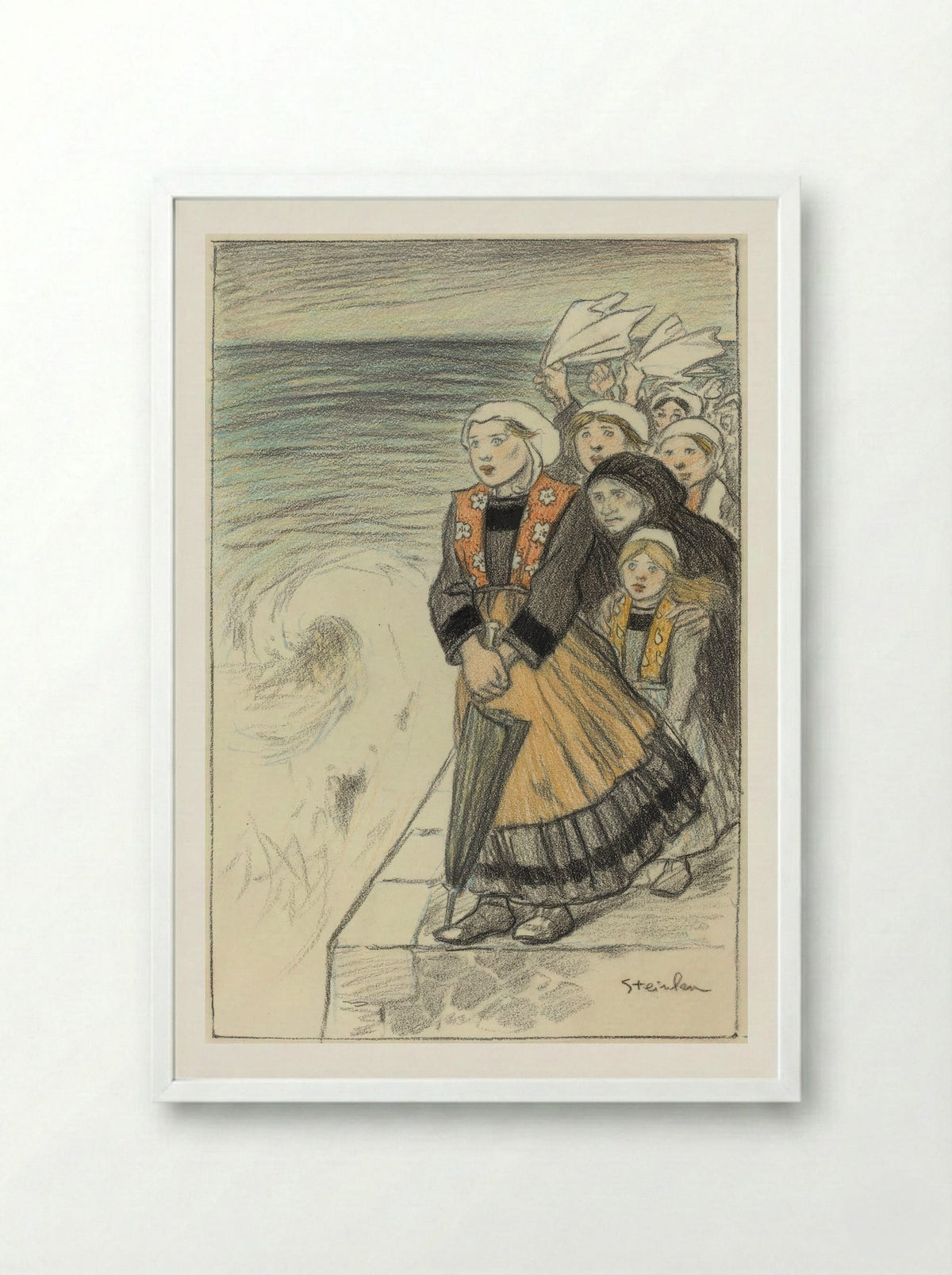 Sailors' Wives - Théophile Alexandre Steinlen - Framed Print White