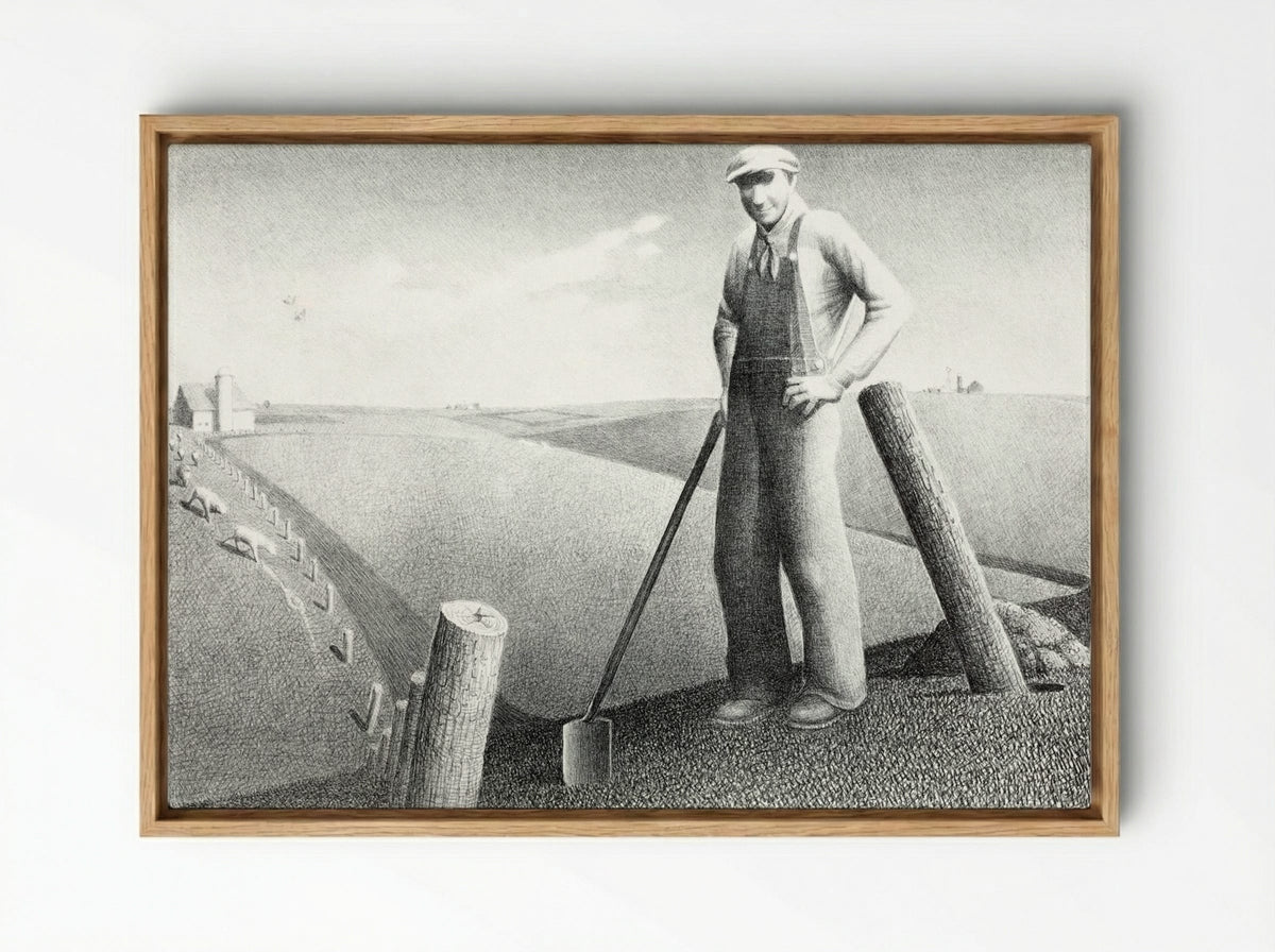 In the Spring - Grant Wood - Framed Canvas Wood