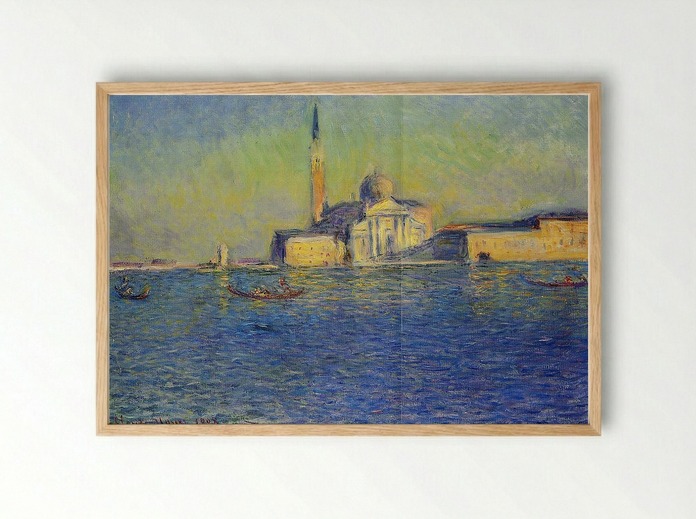 San Giorgio Maggiore at Dusk - Claude Monet - Framed Print Wood