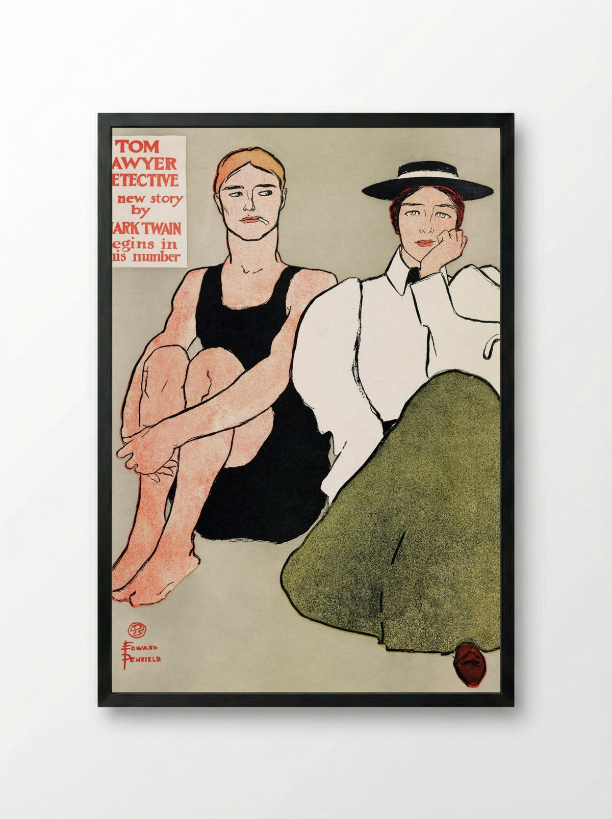 Two Seated Women - Edward Penfield - Framed Print Black