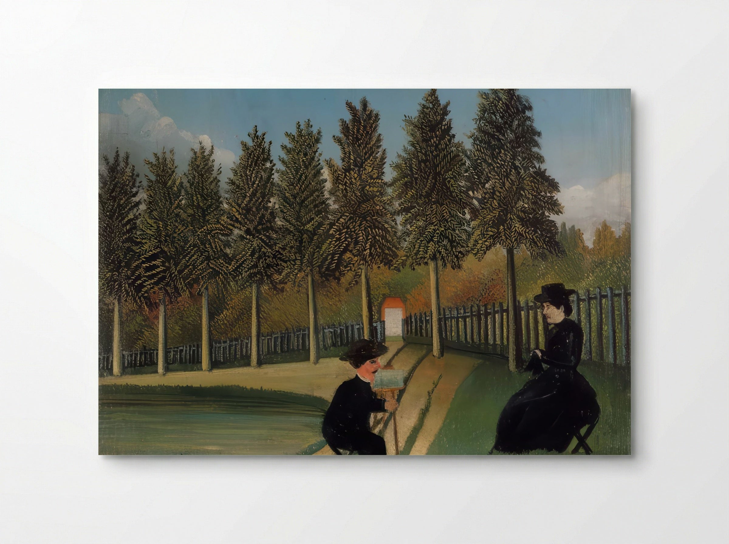 The Artist Painting His Wife by Henri Rousseau – Naïve Art Figurative Interior Print - Poster
