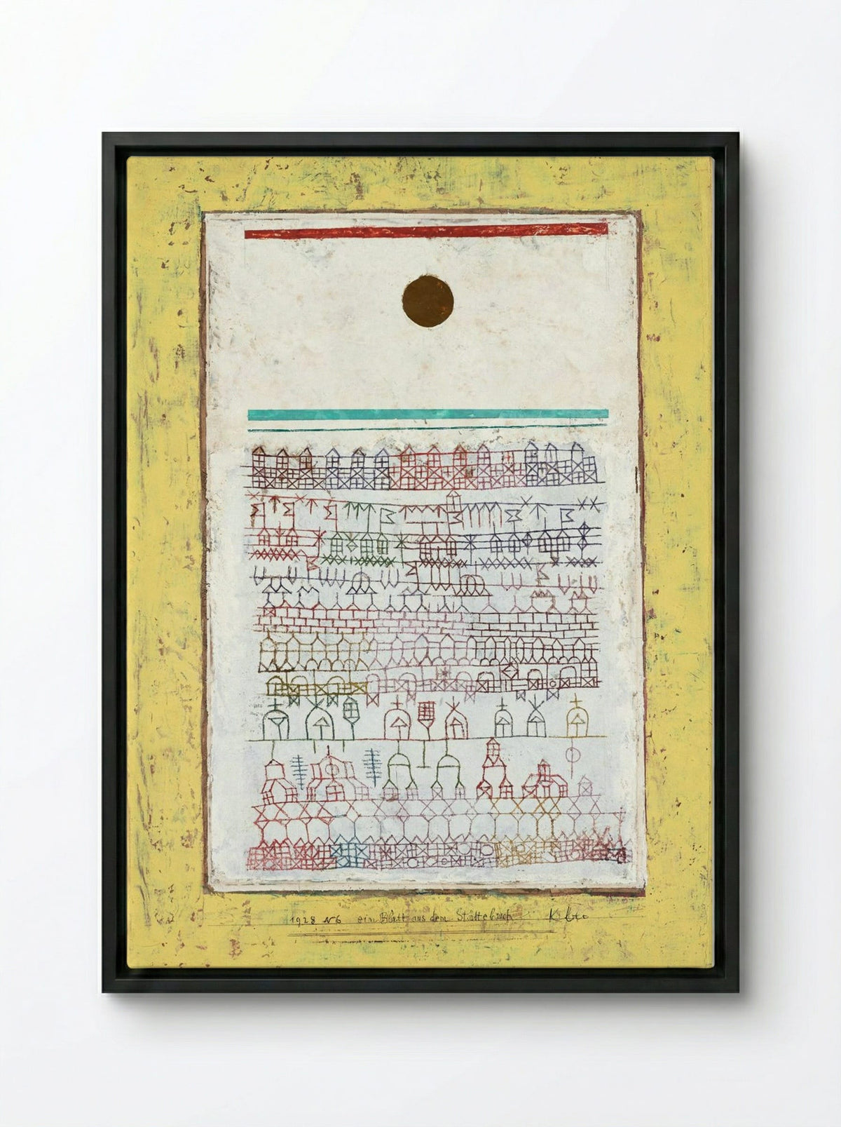 A Sheet from the City Book - Paul Klee - Framed Canvas Black