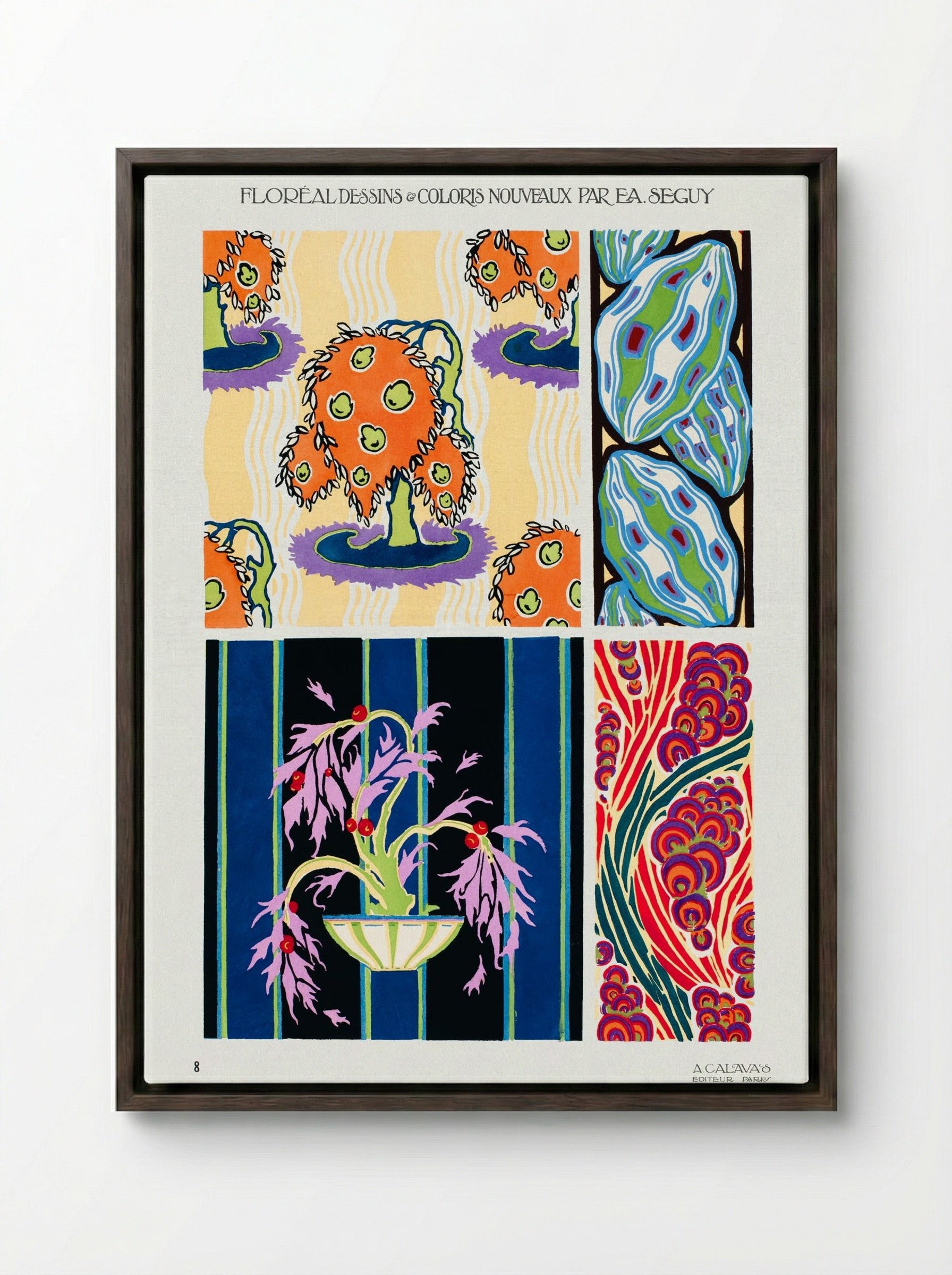 Floréal Dessins & Coloris Nouveaux - Émile-Allain Séguy - Framed Canvas Dark Wood