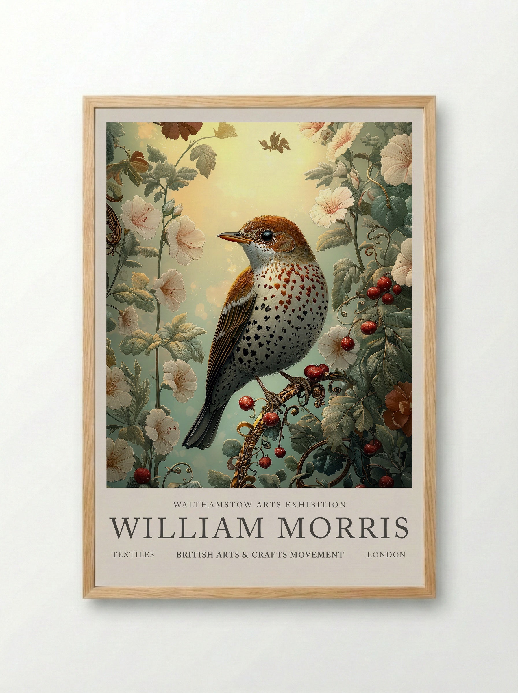 Song Thrush Whisper - William Morris - Framed Print Wood