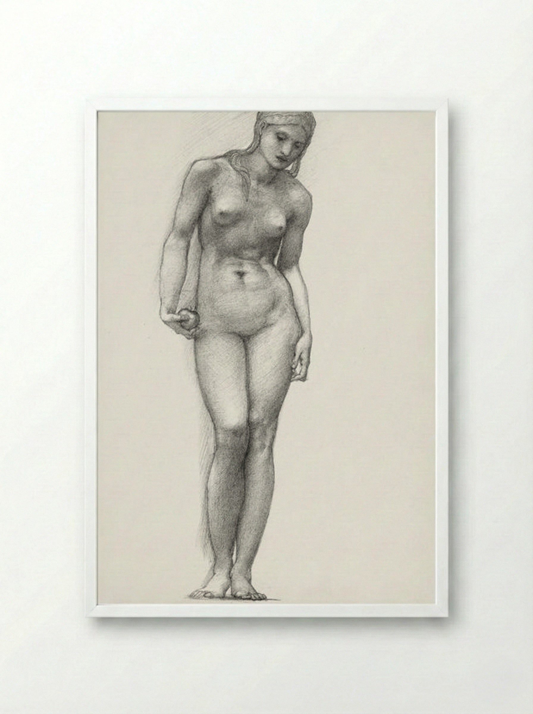 Venus with Golden Apple - Edward Burne-Jones - Framed Print White