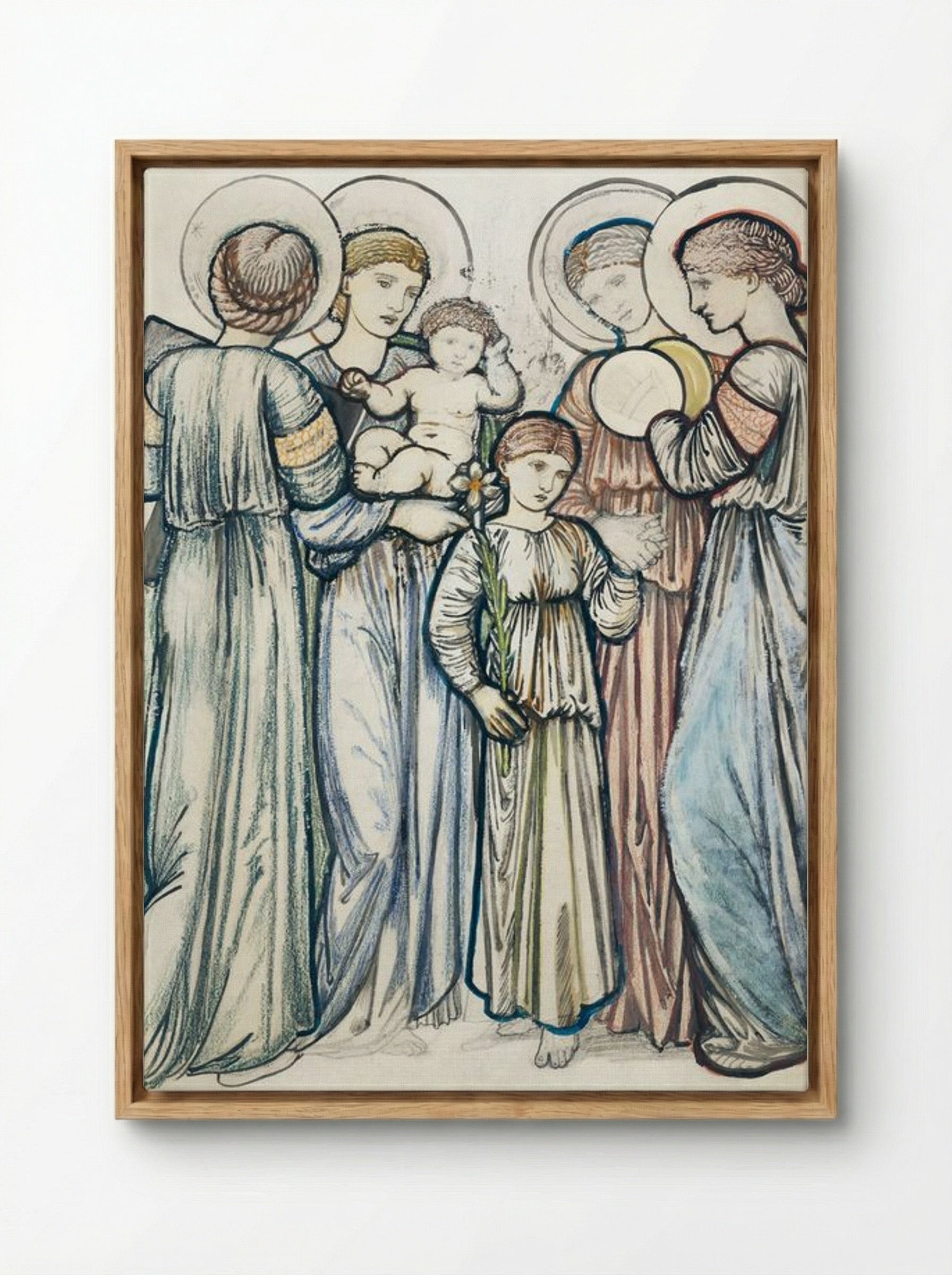 Angels and Children - Edward Burne-Jones - Framed Canvas Wood