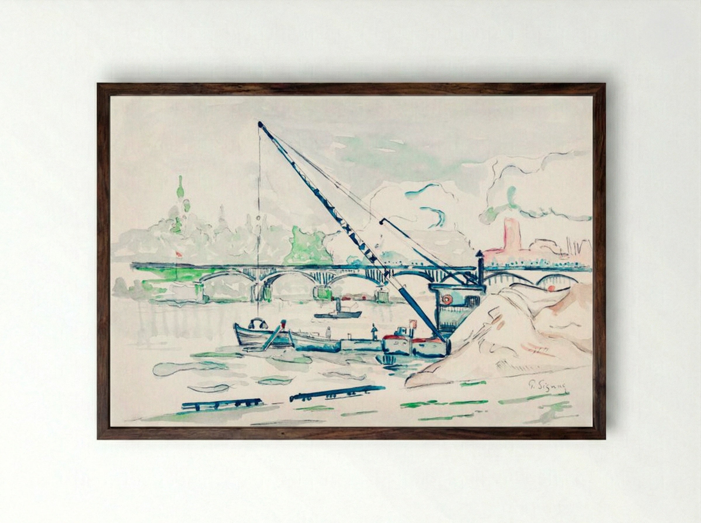 Le Pont des Arts - Paul Signac - Framed Print Dark Wood