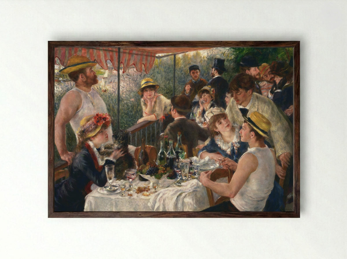The Luncheon of the Boating Party - Pierre-Auguste Renoir - Framed Print Dark Wood