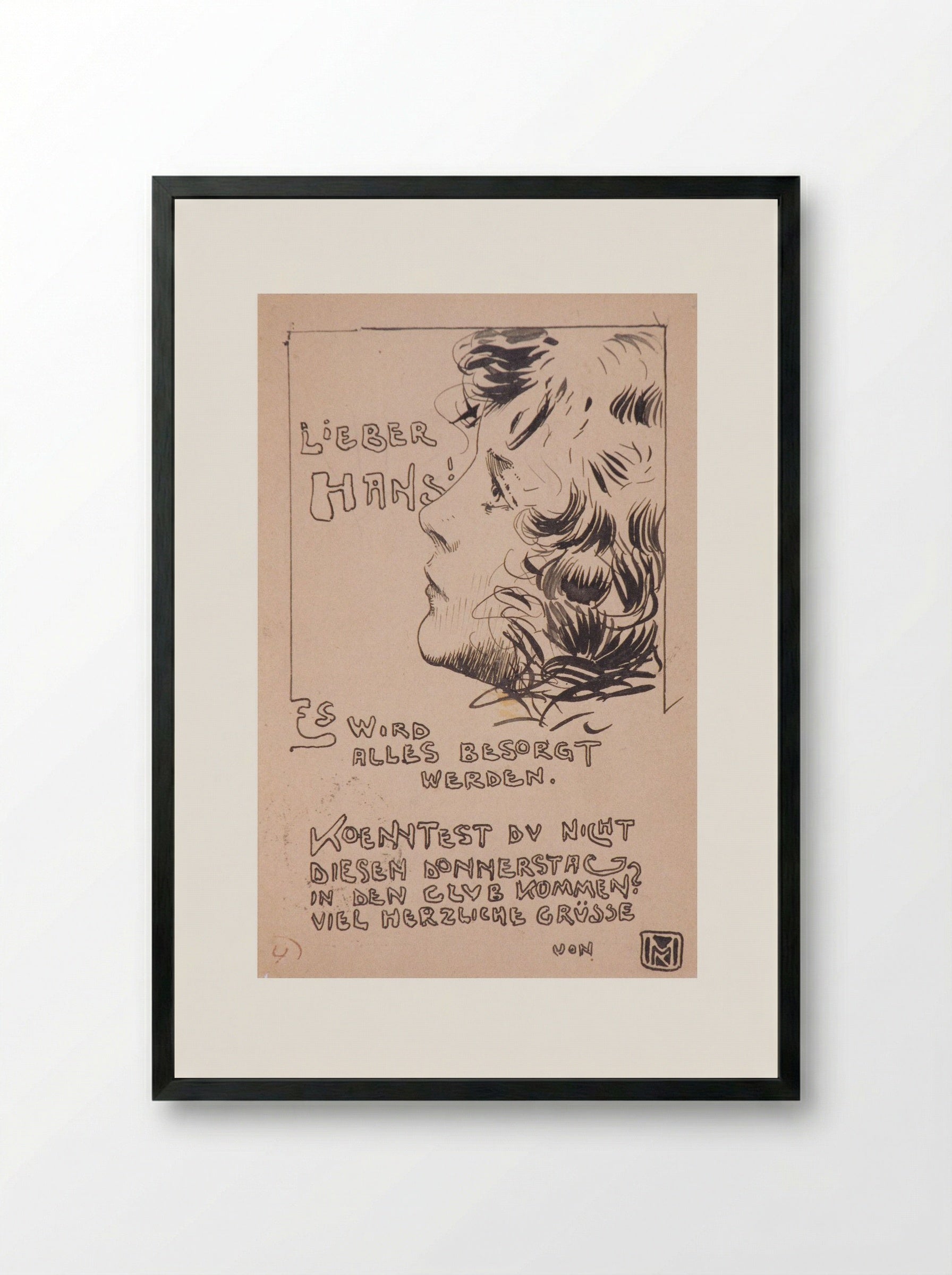 Head of the Girl - Koloman Moser - Framed Print Black