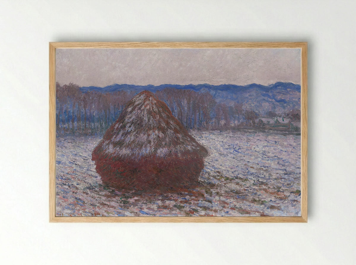 Stack of Wheat (Snow Effect, Morning) - Claude Monet - Framed Print Wood