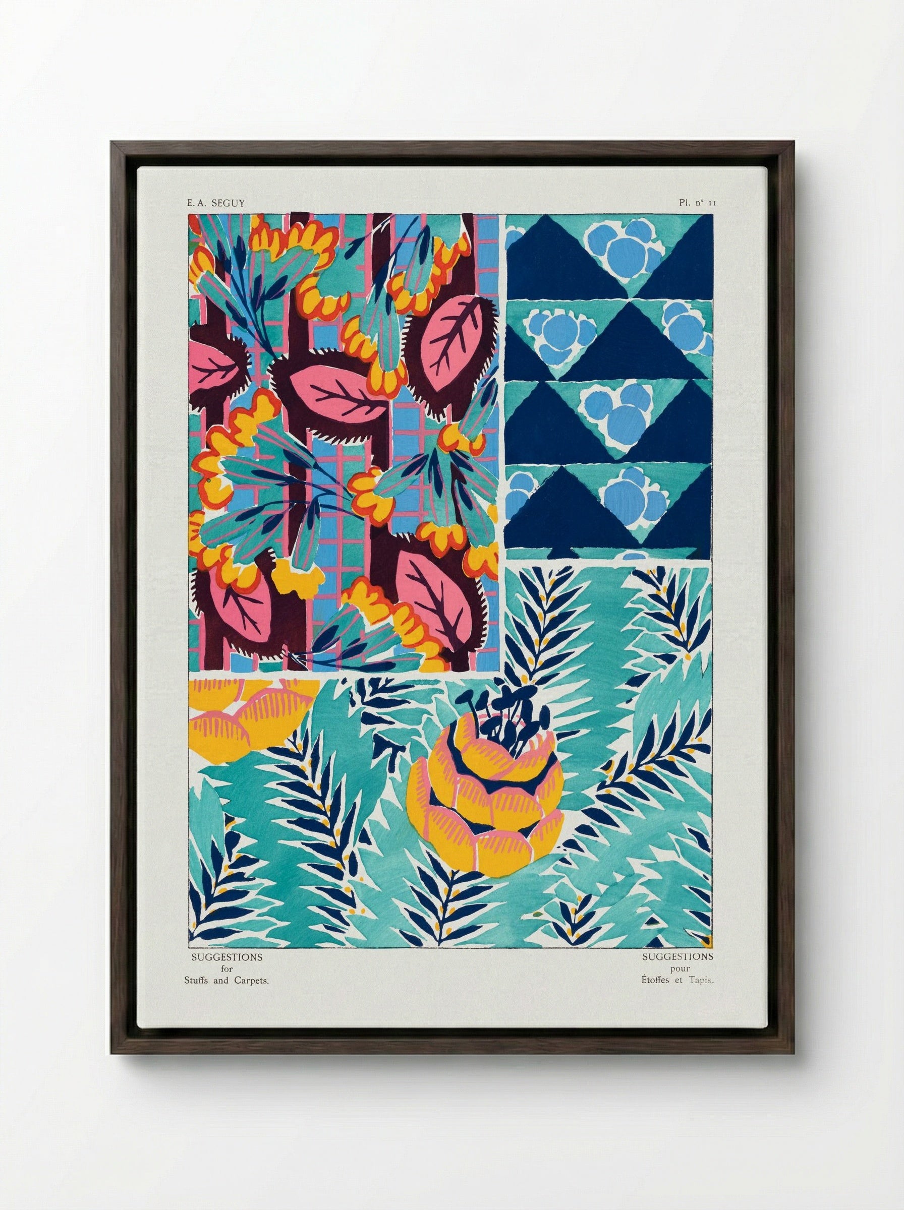 Suggestions for Stuffs and Carpets, Plate 11 - Émile-Allain Séguy - Framed Canvas Dark Wood