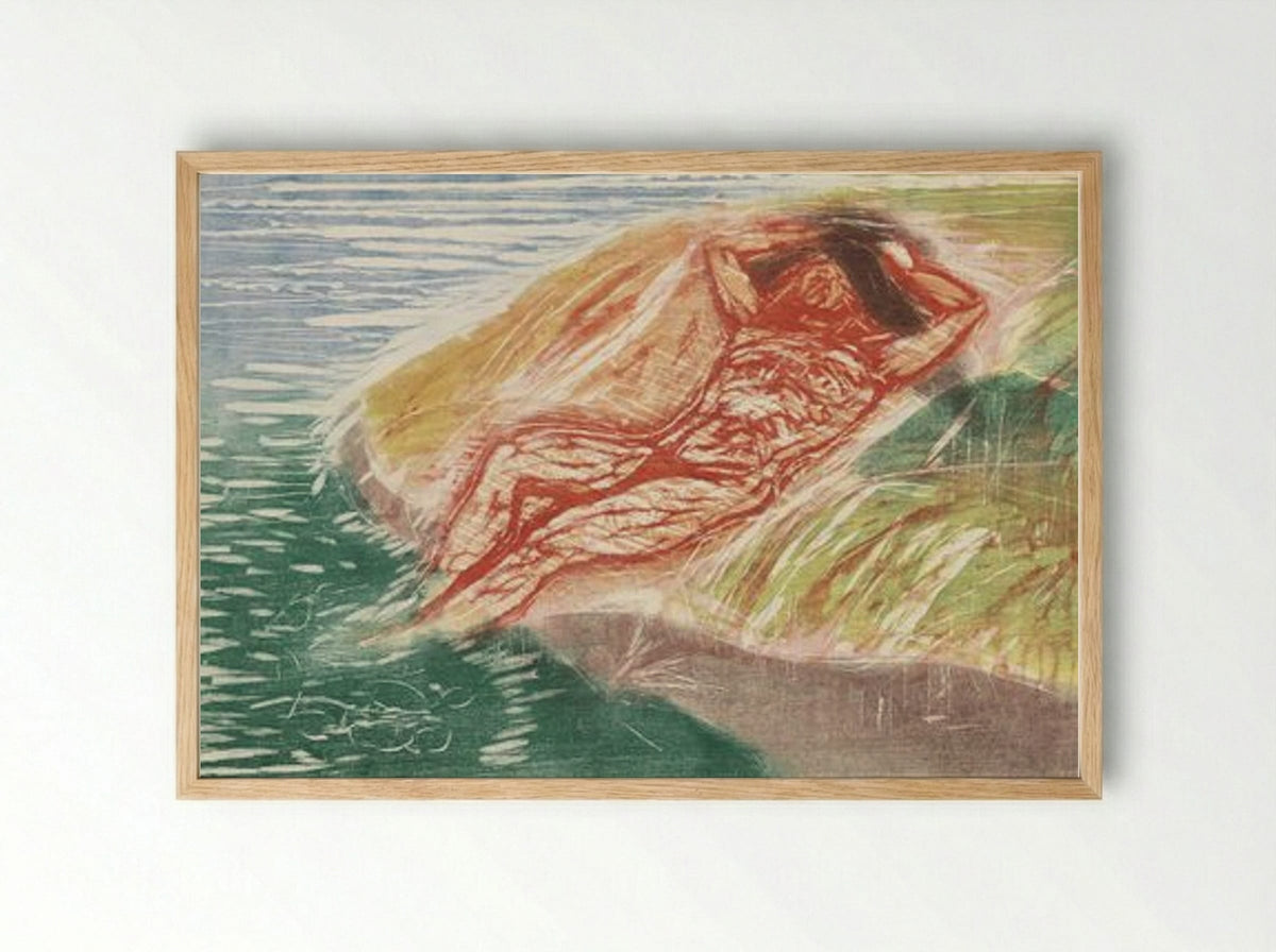 Sunbathing I - Edvard Munch - Framed Print Wood
