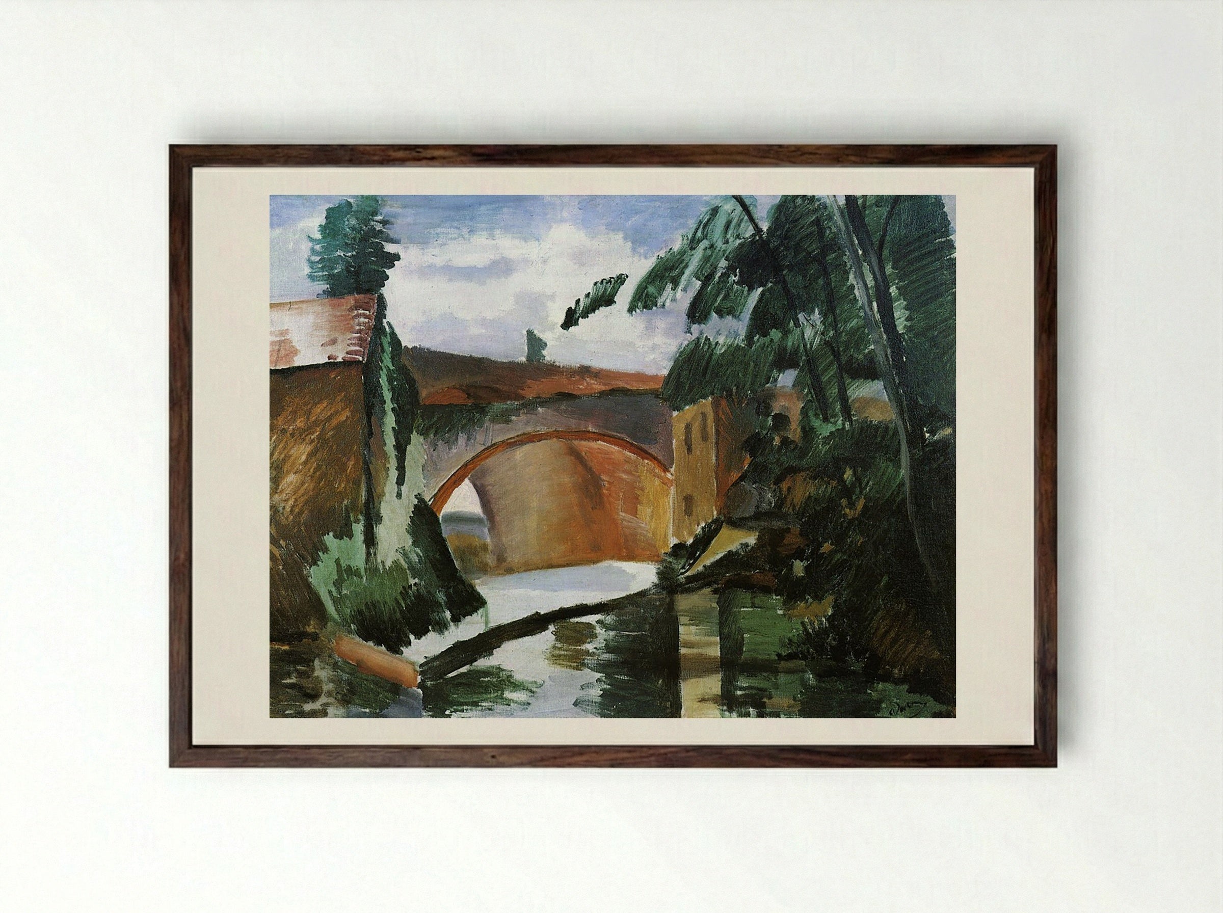 The Bridge at Maincy - Paul Cézanne - Framed Print Dark Wood