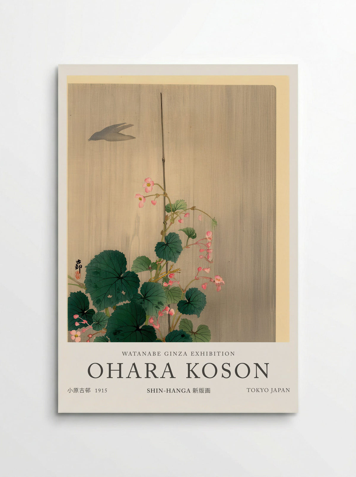 Bird And Begonias - Ohara Koson - Poster