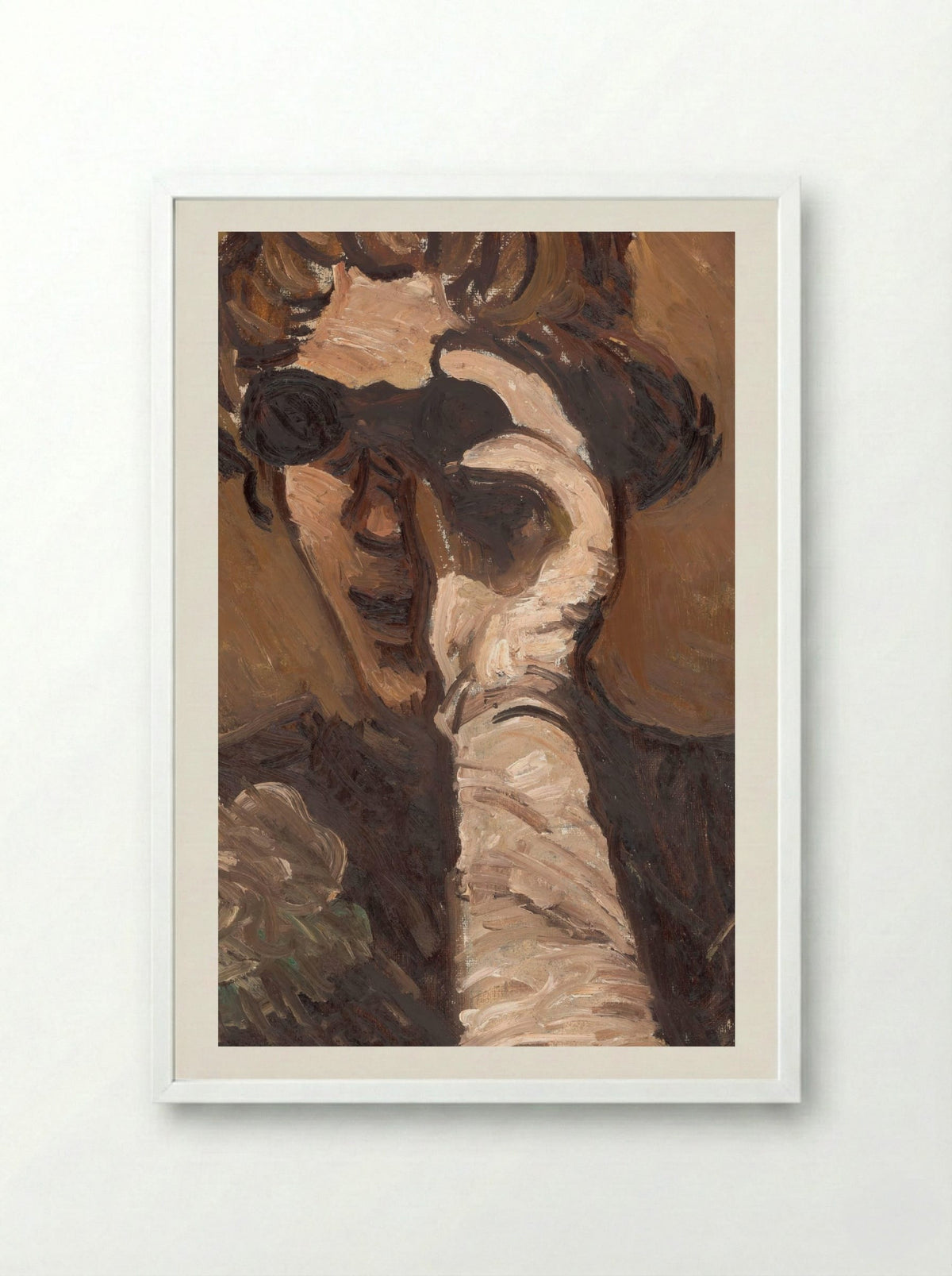 Lady with Opera Glasses - Cyprián Majerník - Framed Print White